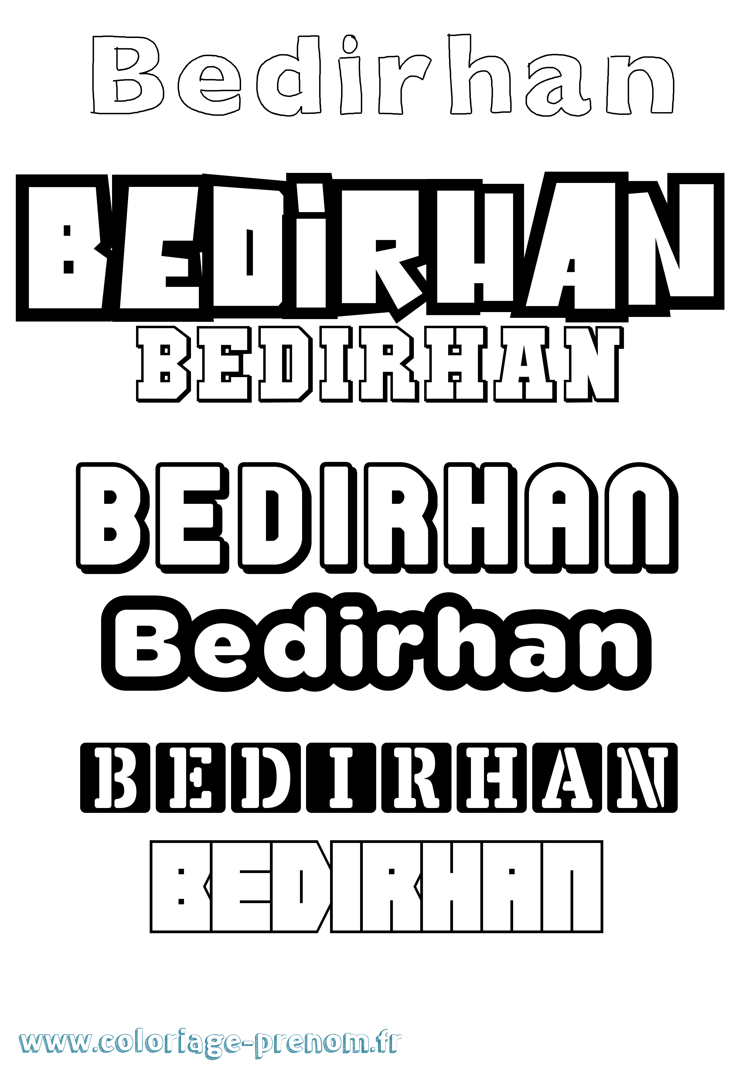 Coloriage Bedirhan Simple Coloriage prénom Bedirhan Simple
