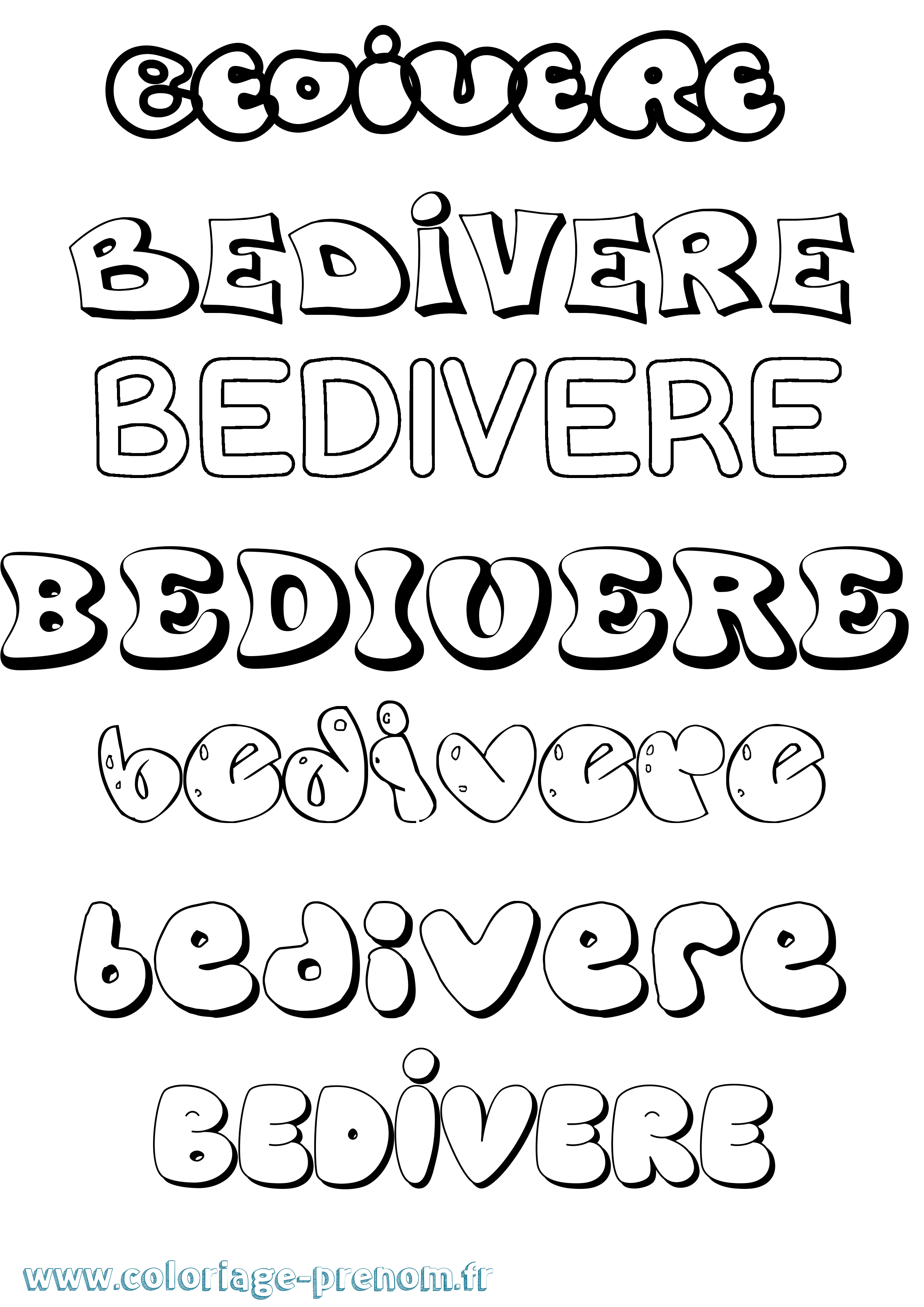Coloriage prénom Bedivere Bubble