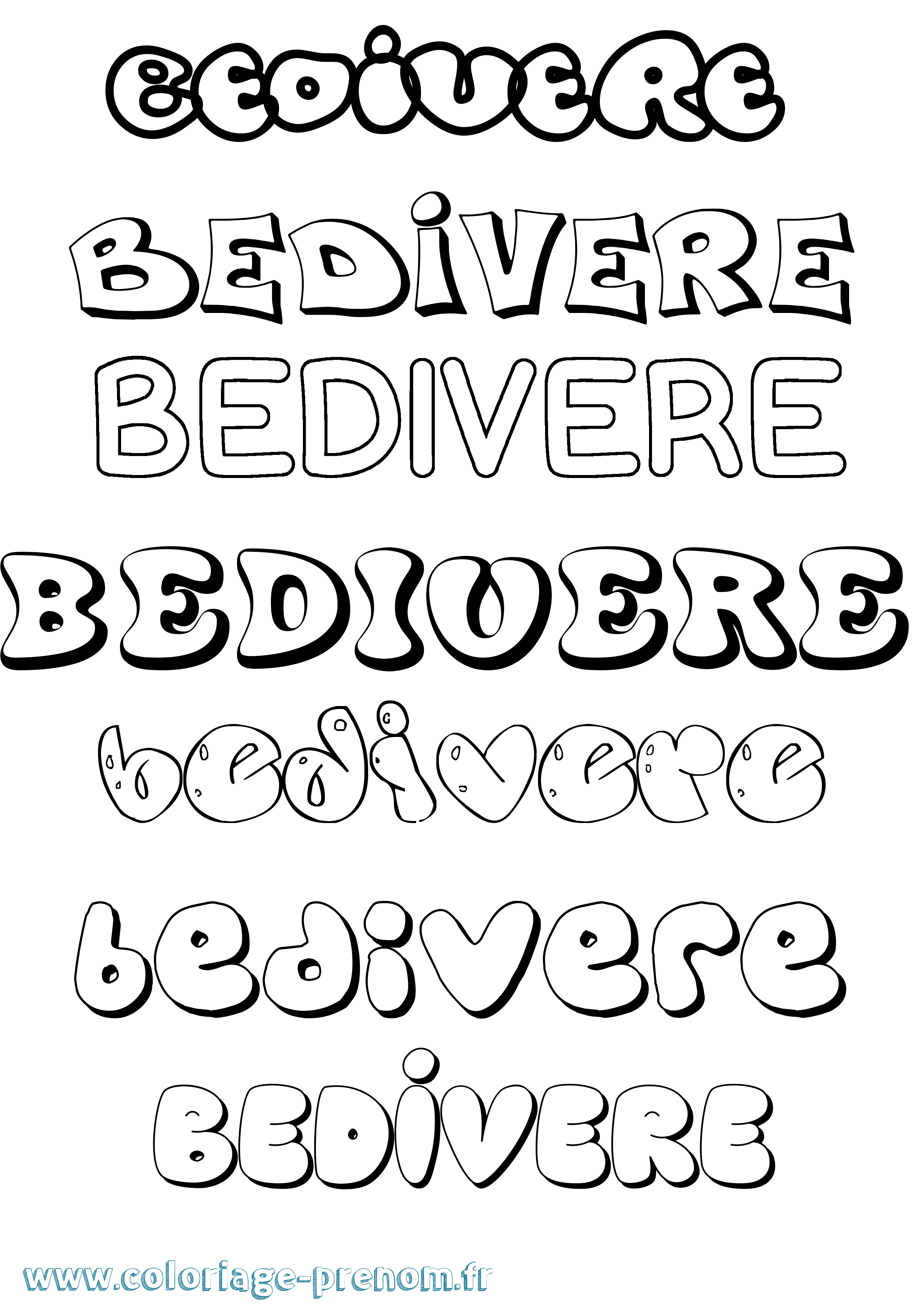 Coloriage Bedivere Bubble Coloriage prénom Bedivere Bubble