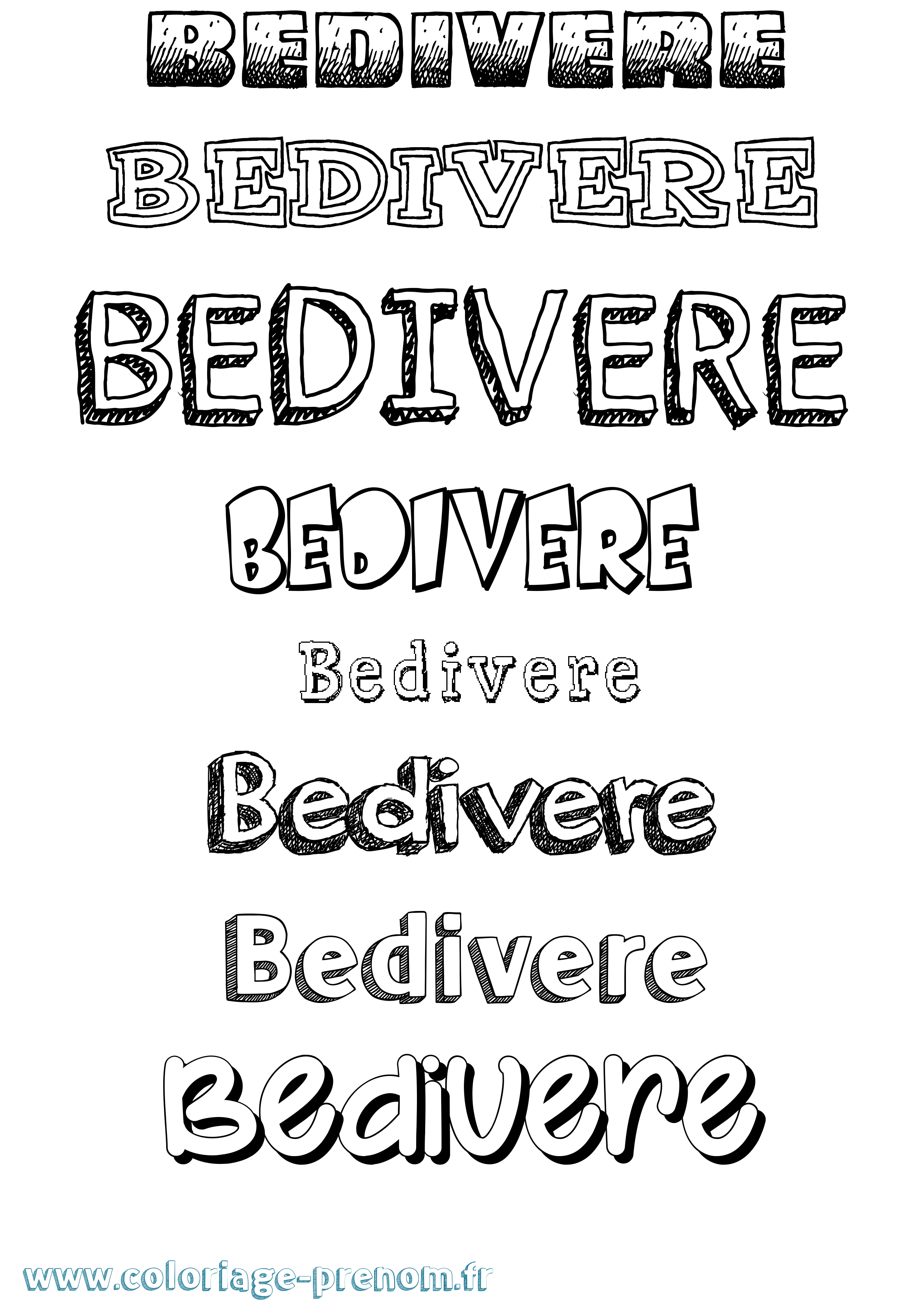 Coloriage Bedivere Dessiné Coloriage prénom Bedivere Dessiné