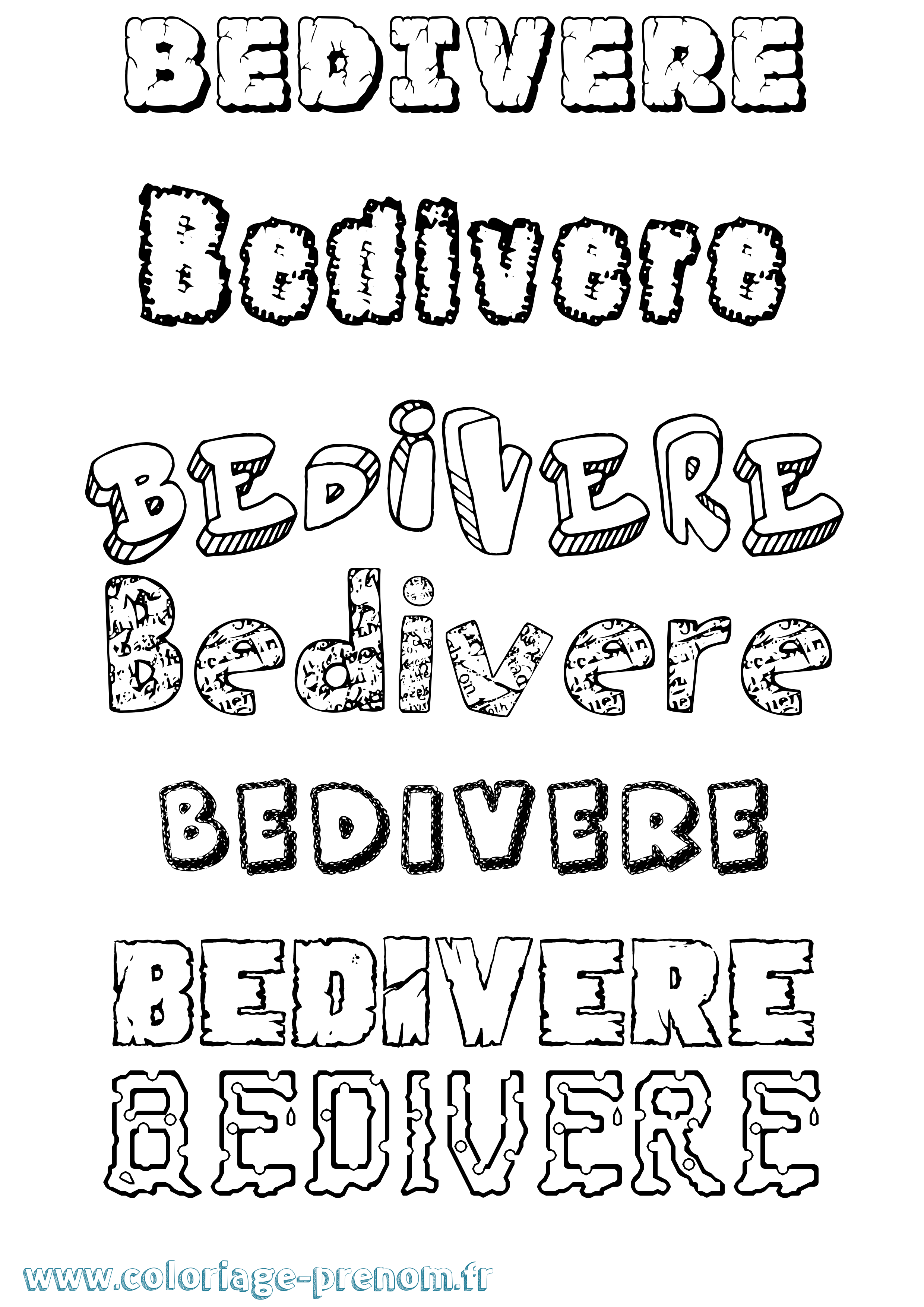 Coloriage Bedivere Destructuré Coloriage prénom Bedivere Destructuré