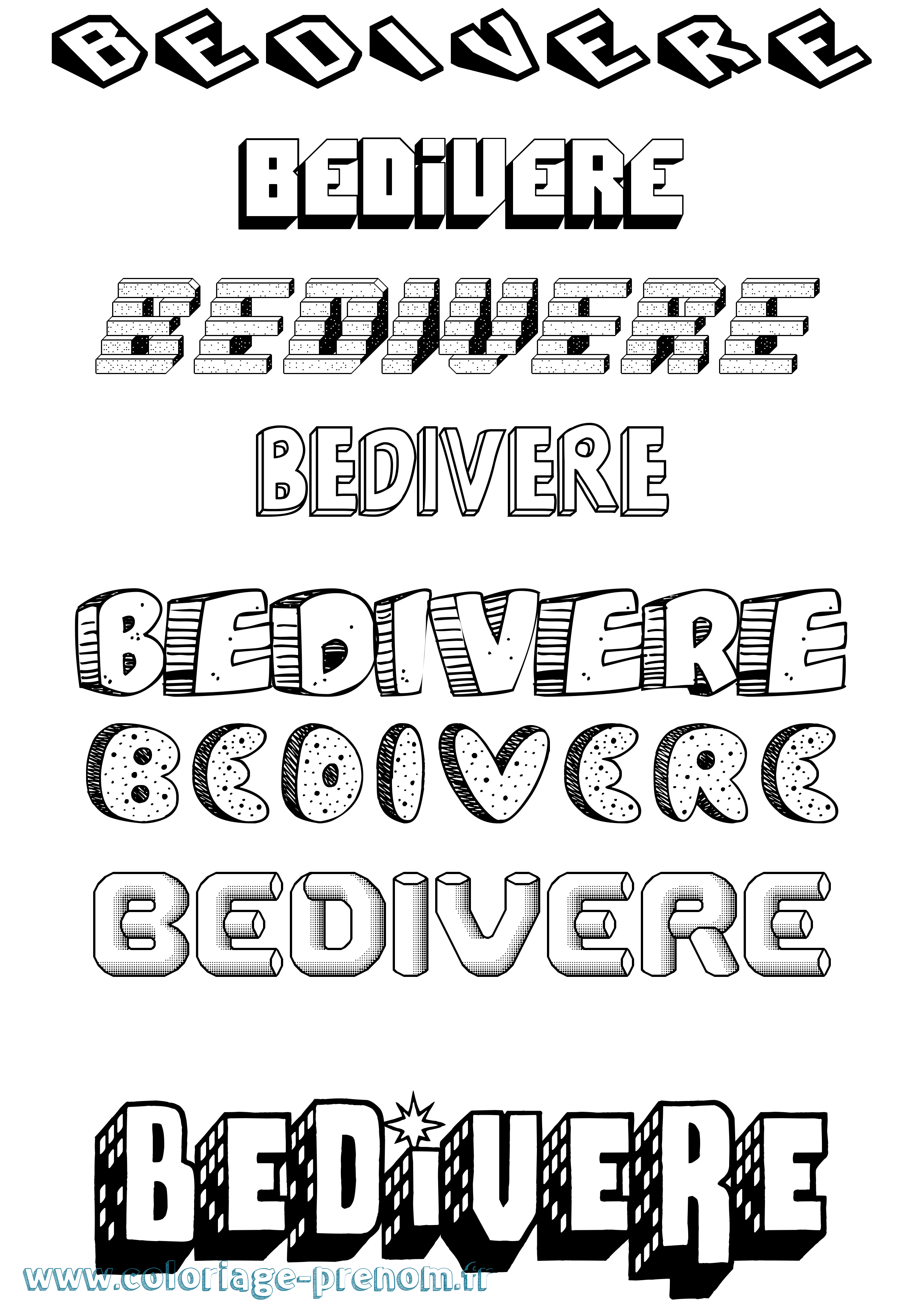 Coloriage Bedivere Effet 3D Coloriage prénom Bedivere Effet 3D