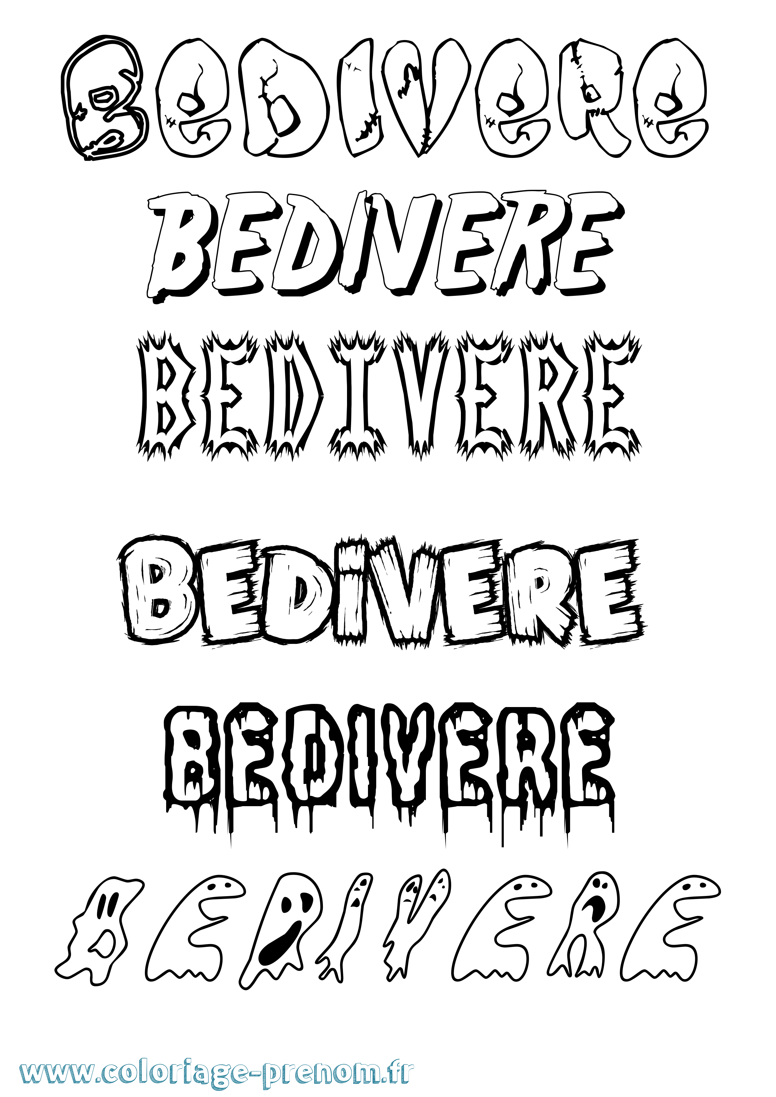 Coloriage Bedivere Frisson Coloriage prénom Bedivere Frisson