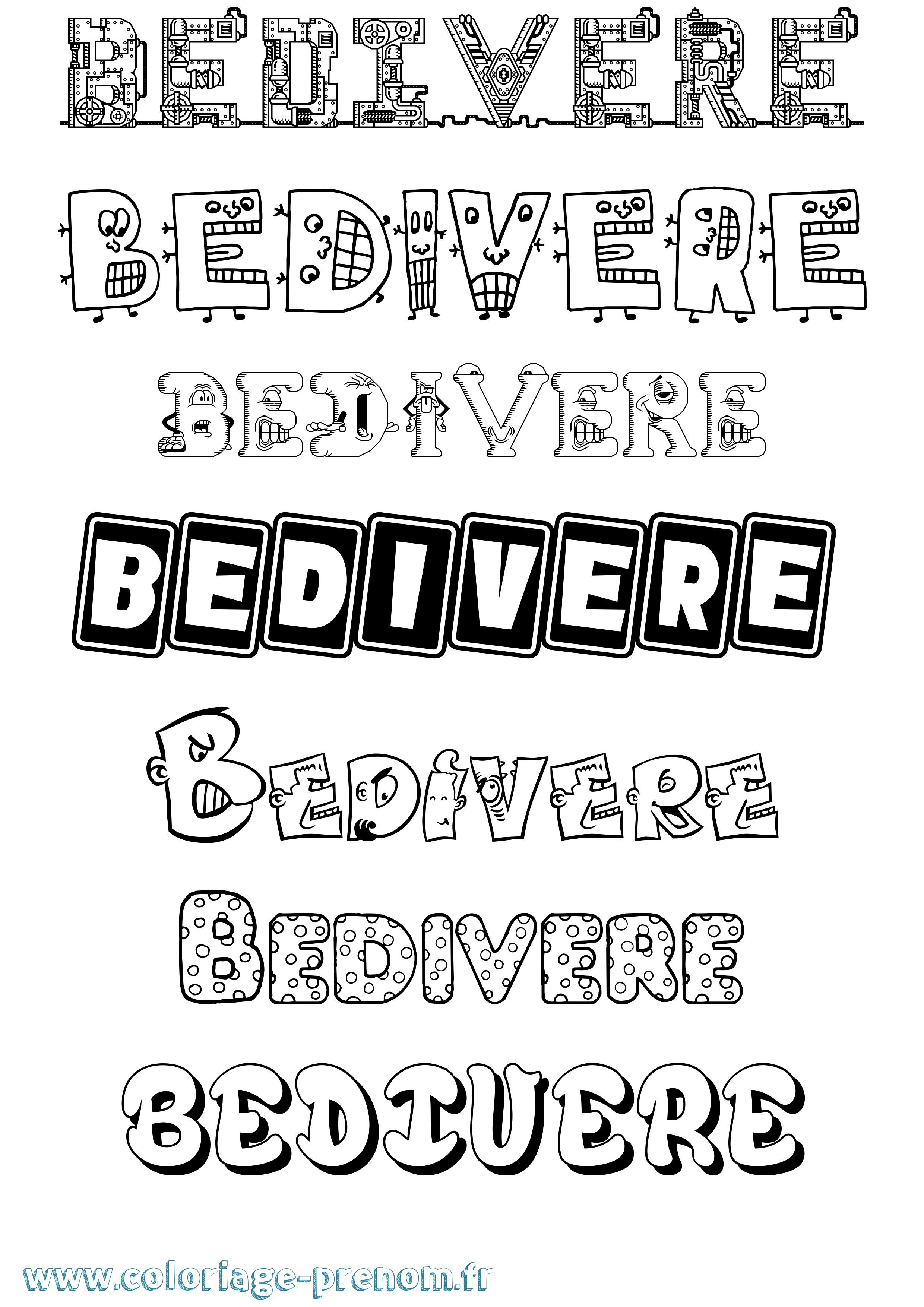 Coloriage prénom Bedivere Fun