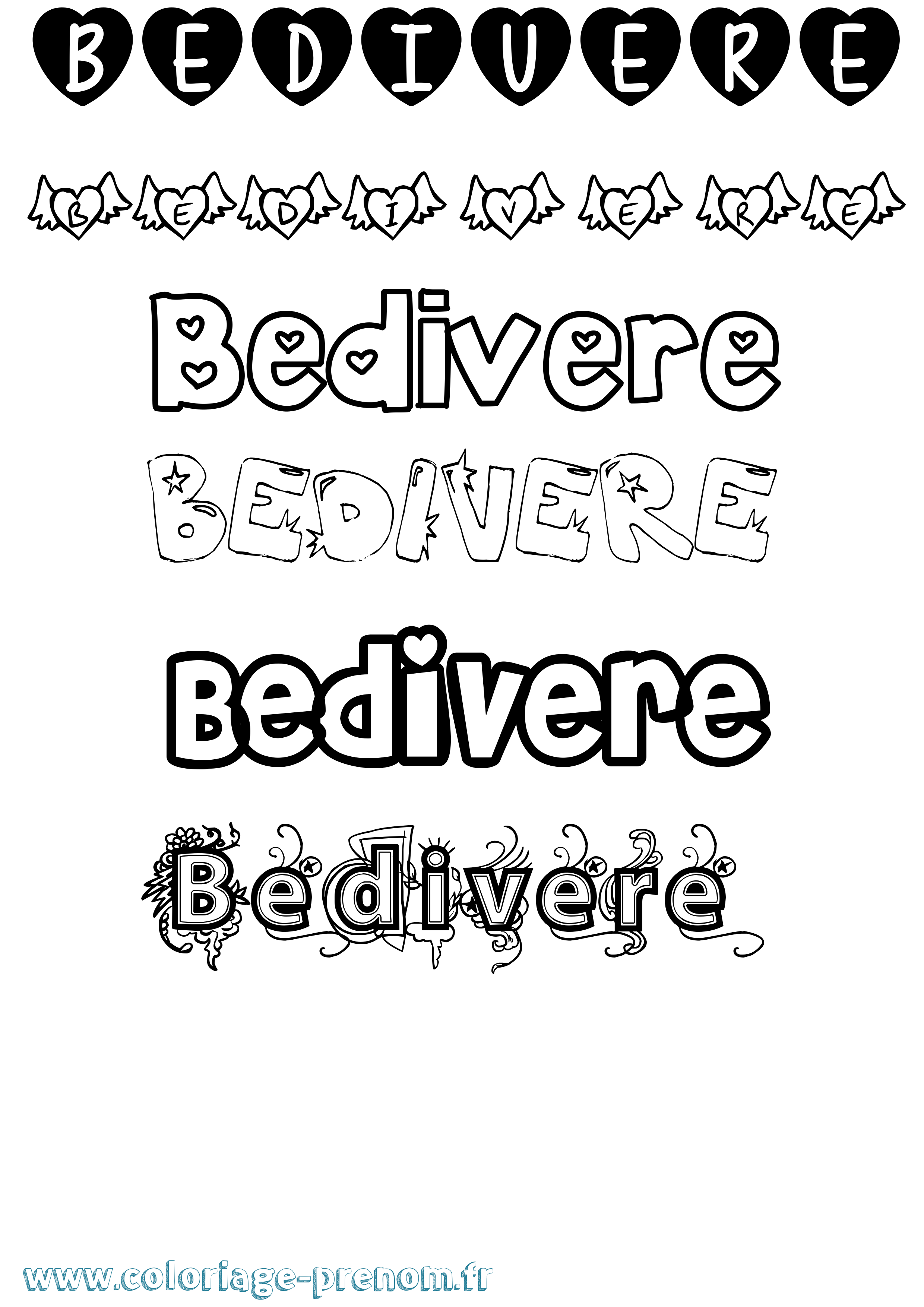 Coloriage Bedivere Girly Coloriage prénom Bedivere Girly