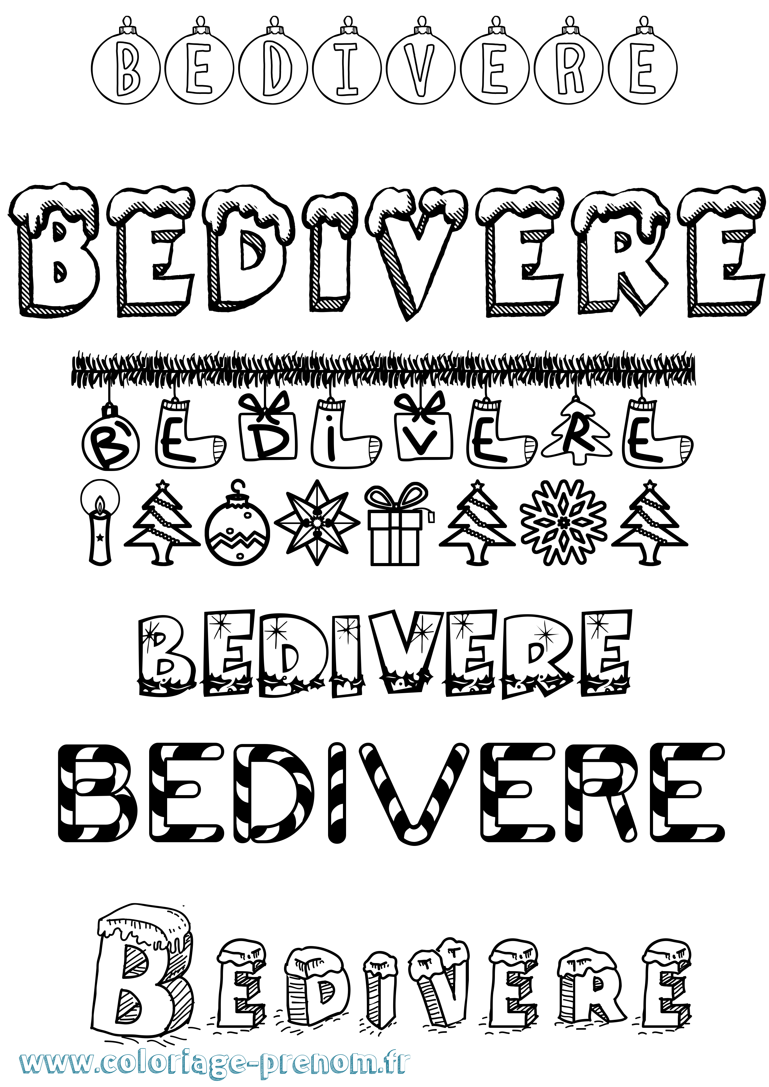 Coloriage prénom Bedivere Noël