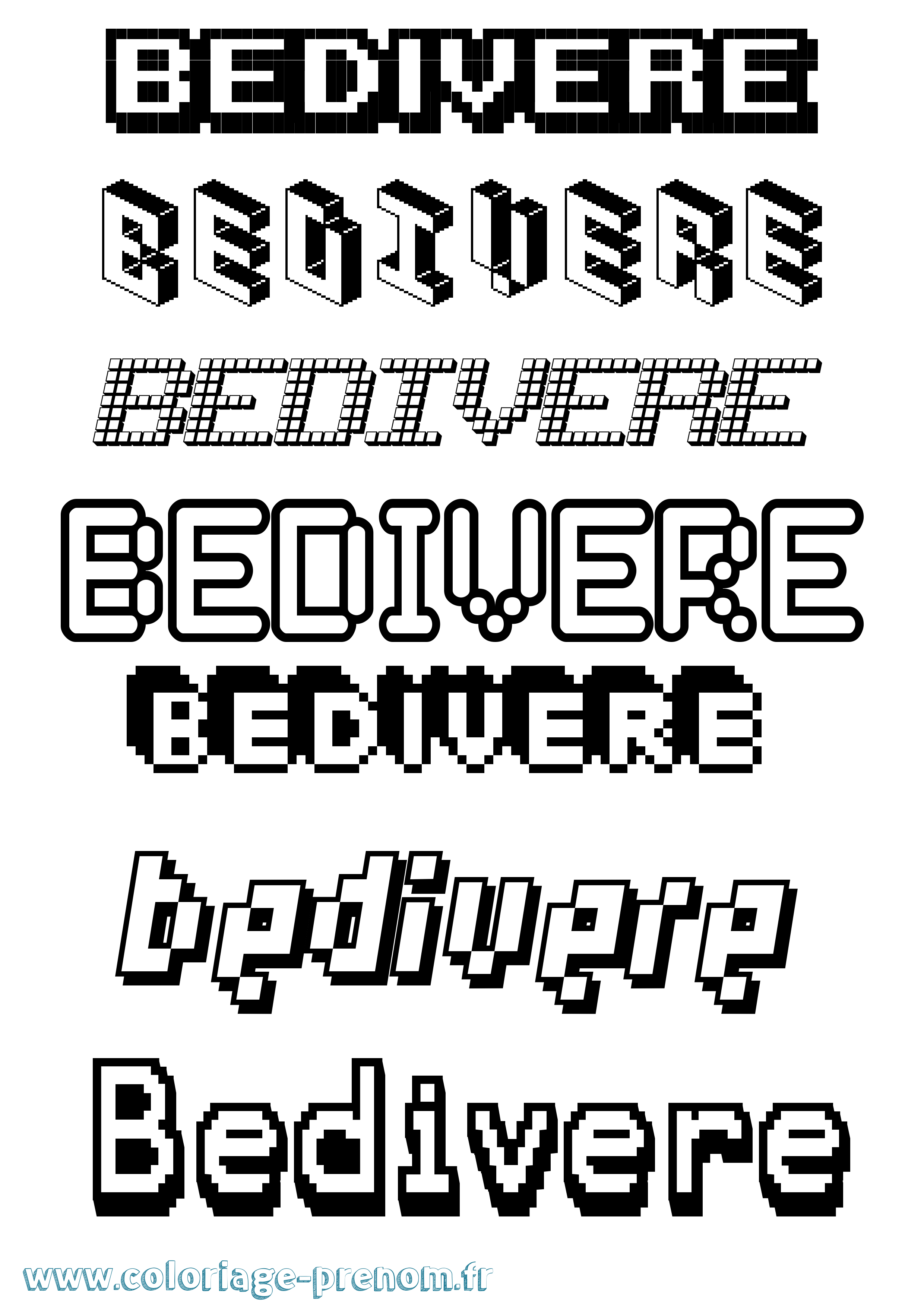 Coloriage Bedivere Pixel Coloriage prénom Bedivere Pixel