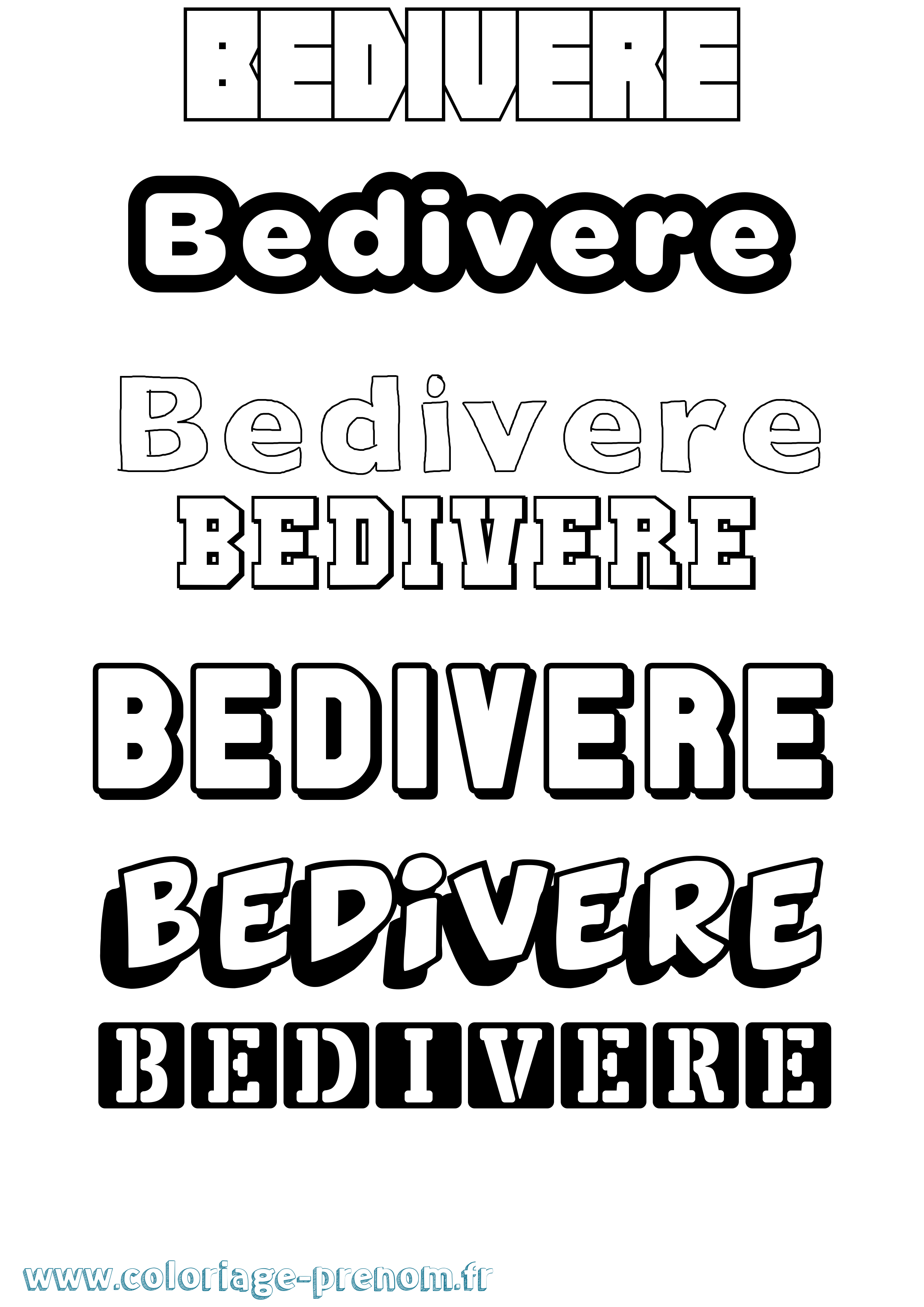 Coloriage Bedivere Simple Coloriage prénom Bedivere Simple