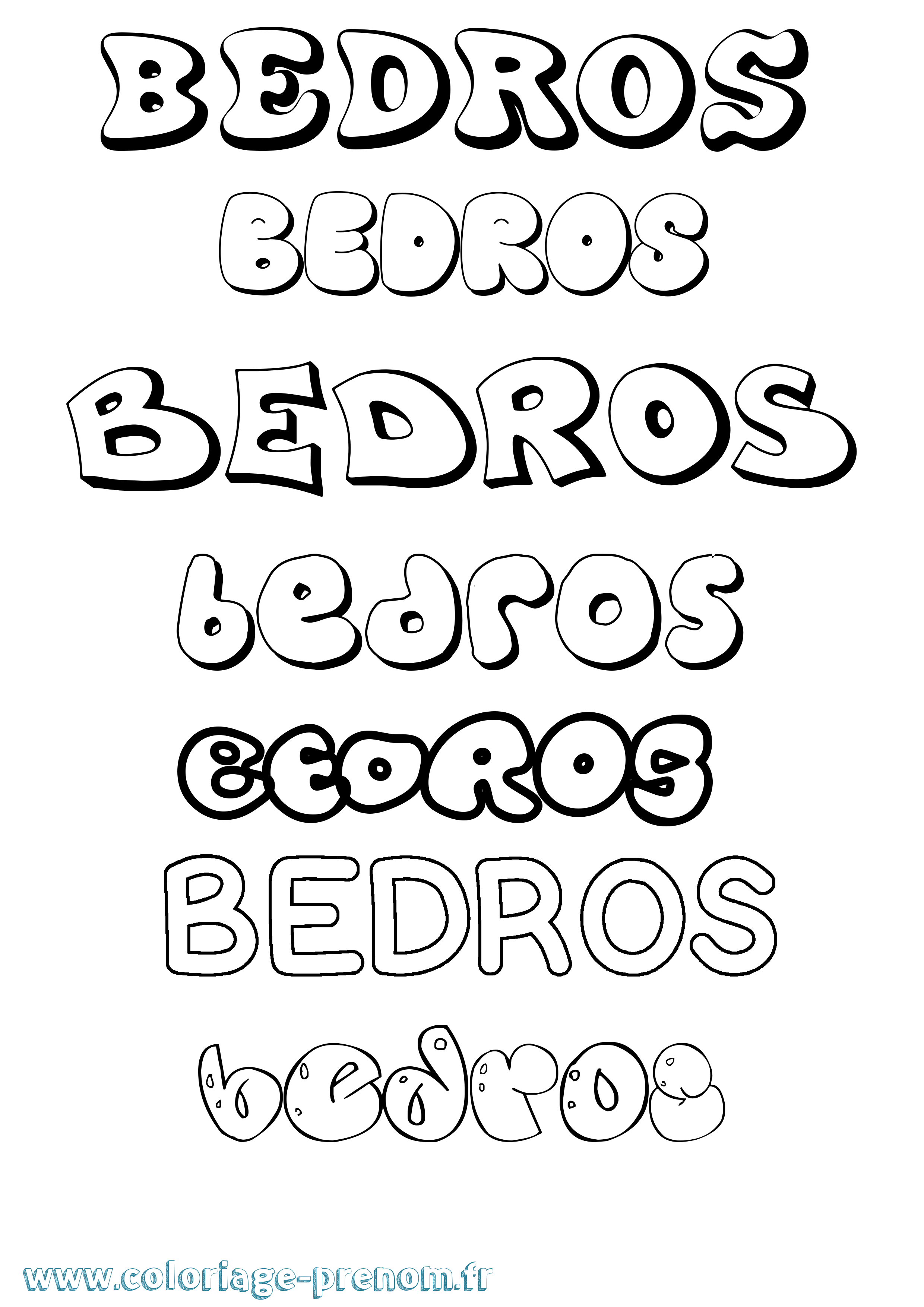 Coloriage Bedros Bubble Coloriage prénom Bedros Bubble