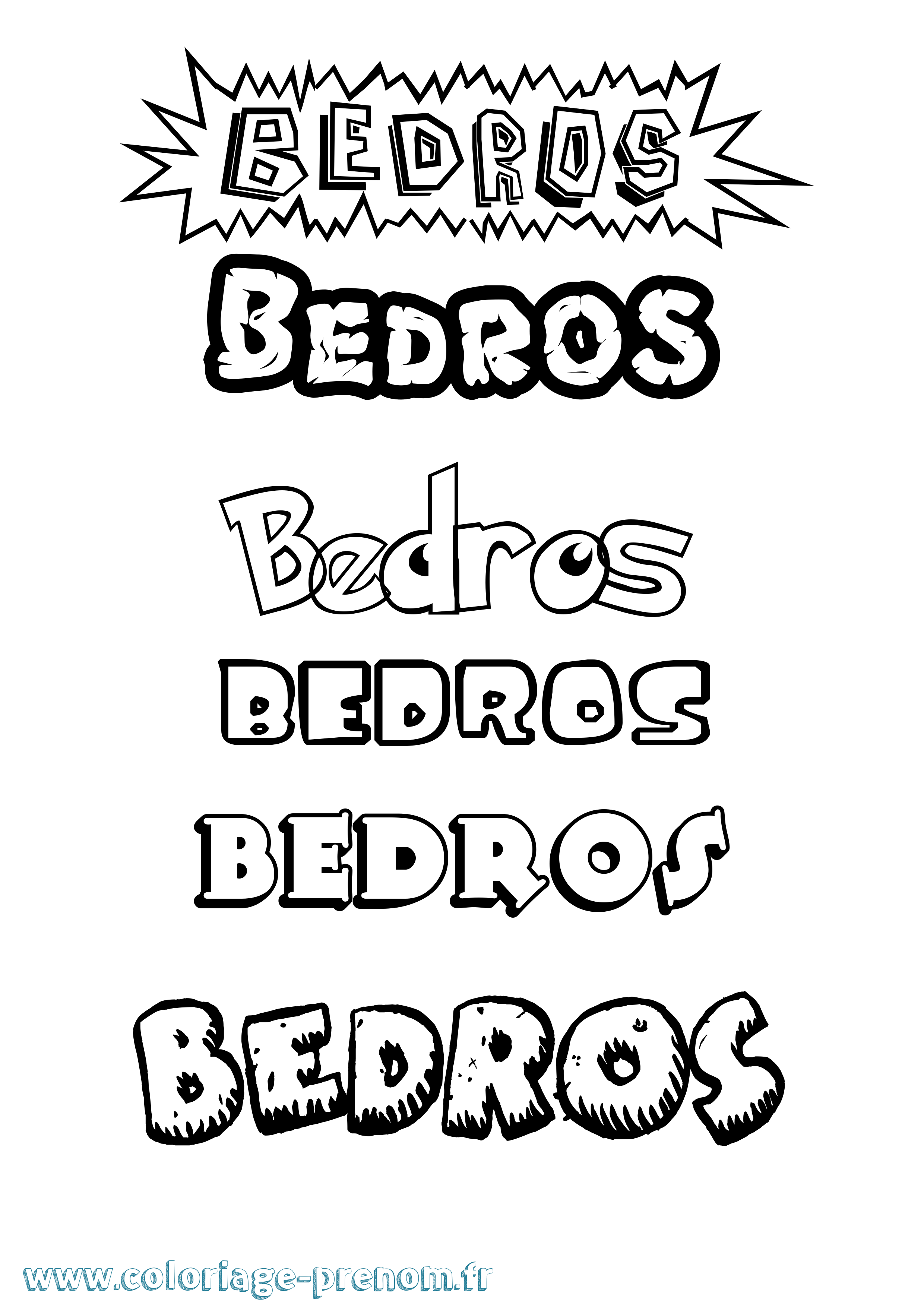 Coloriage Bedros Dessin Animé Coloriage prénom Bedros Dessin Animé