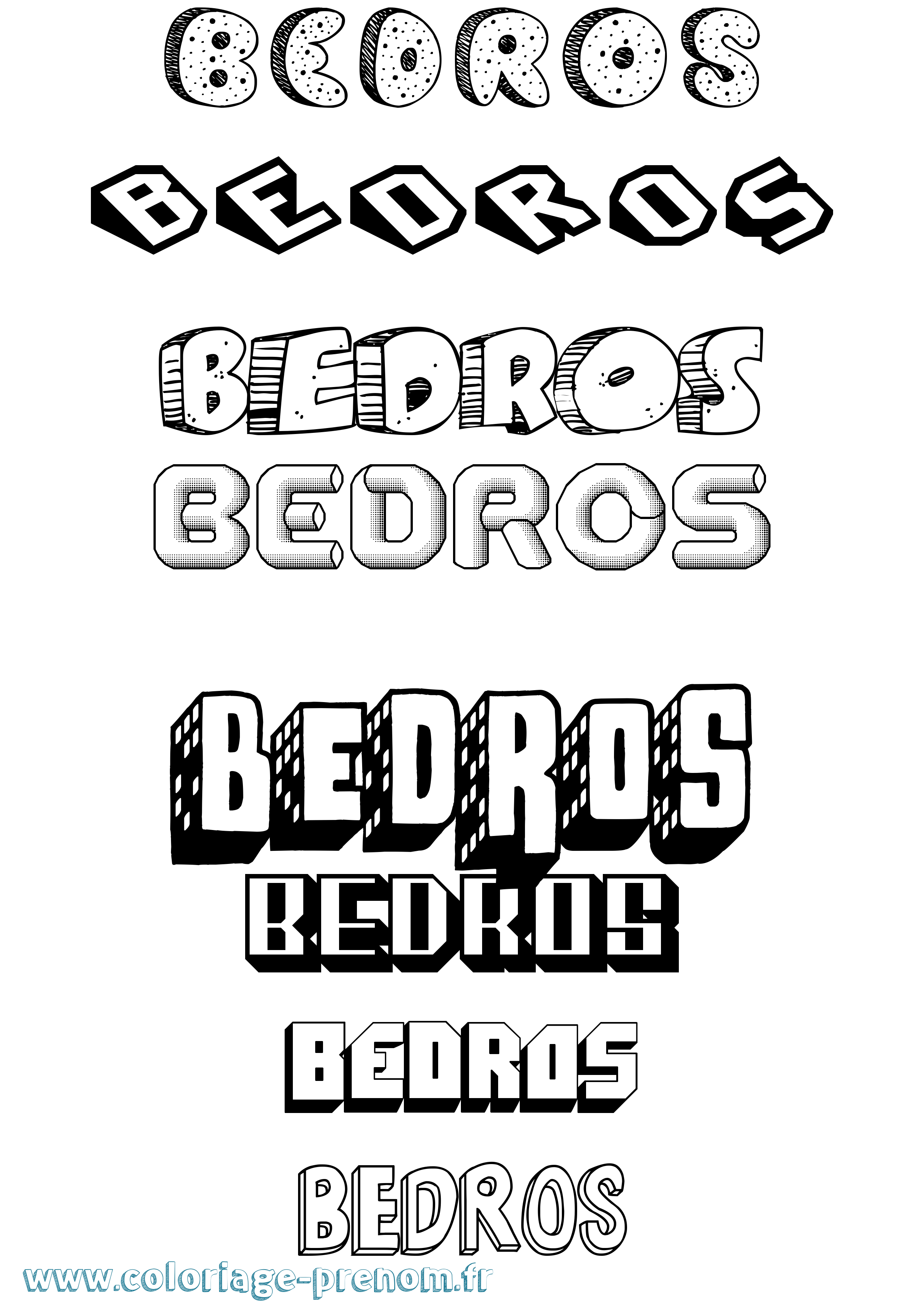 Coloriage prénom Bedros Effet 3D