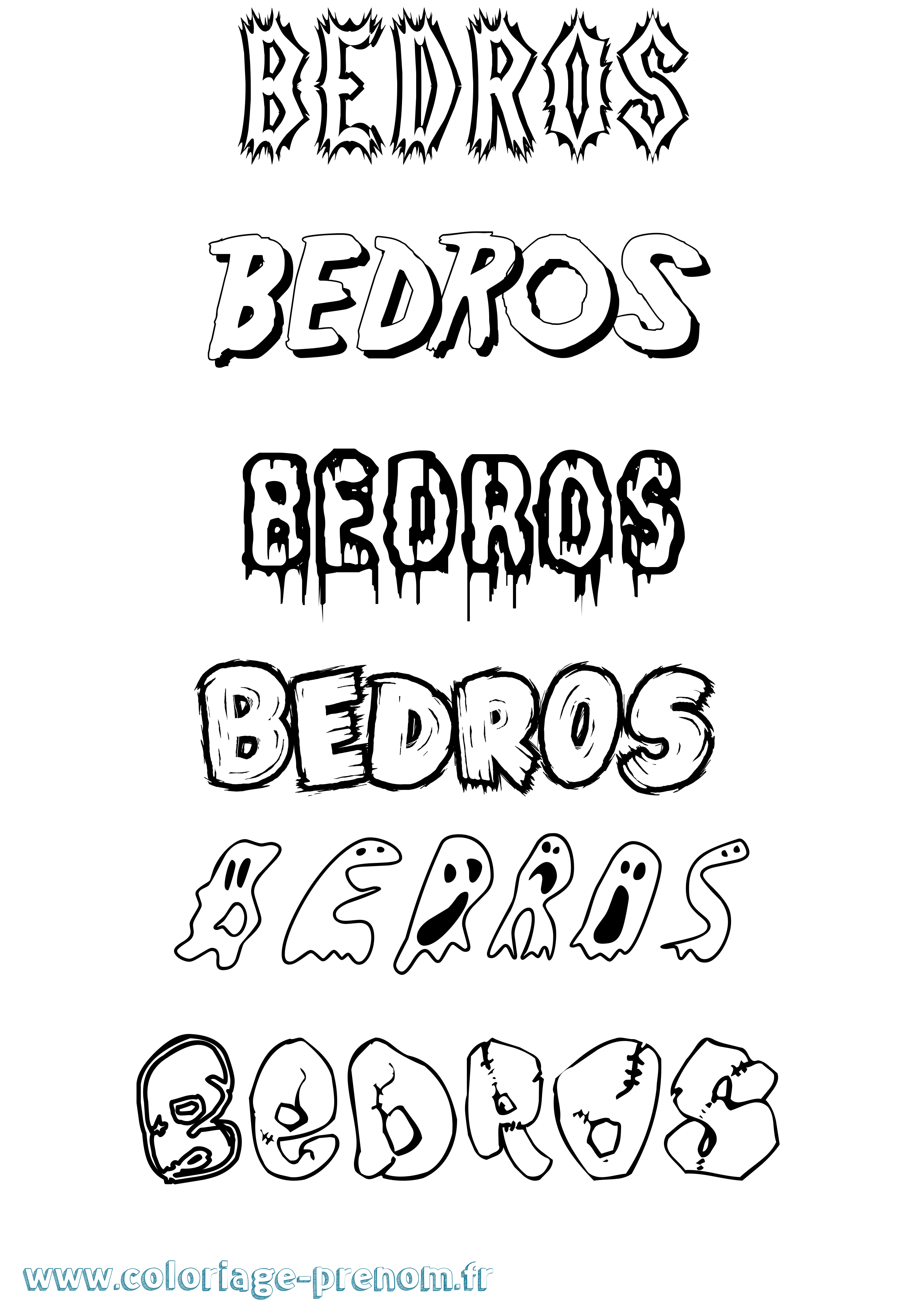 Coloriage Bedros Frisson Coloriage prénom Bedros Frisson