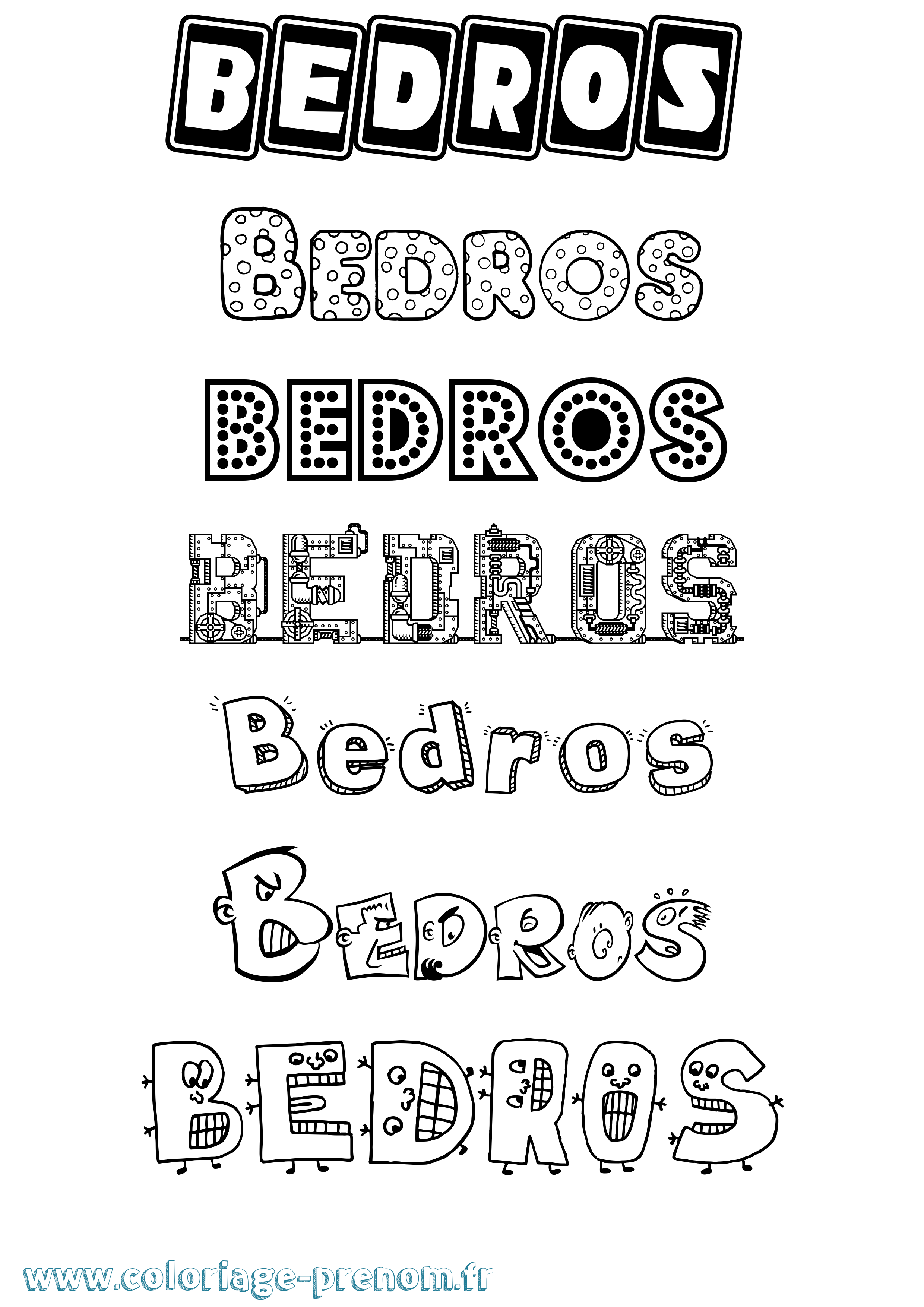 Coloriage prénom Bedros Fun