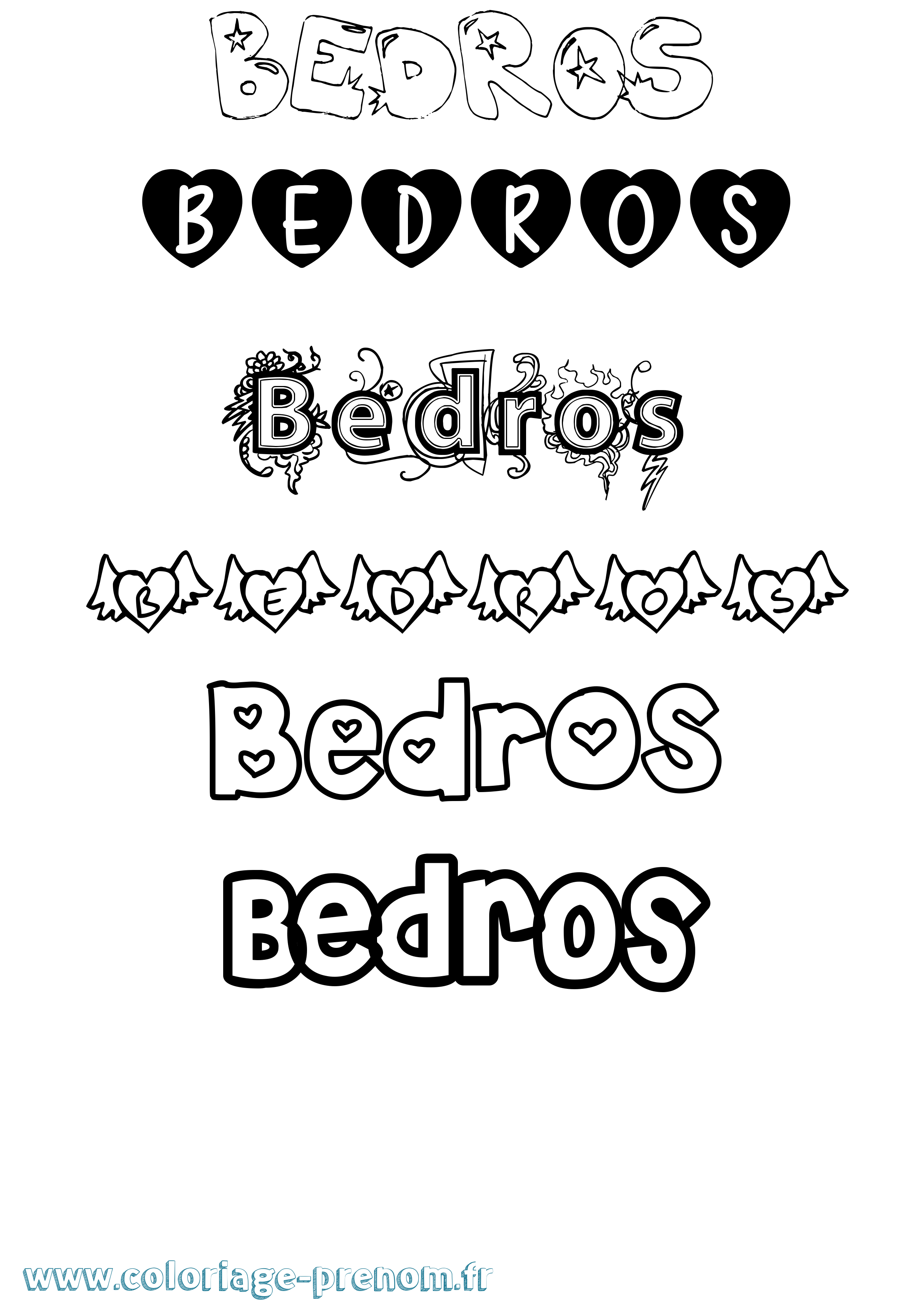 Coloriage prénom Bedros Girly