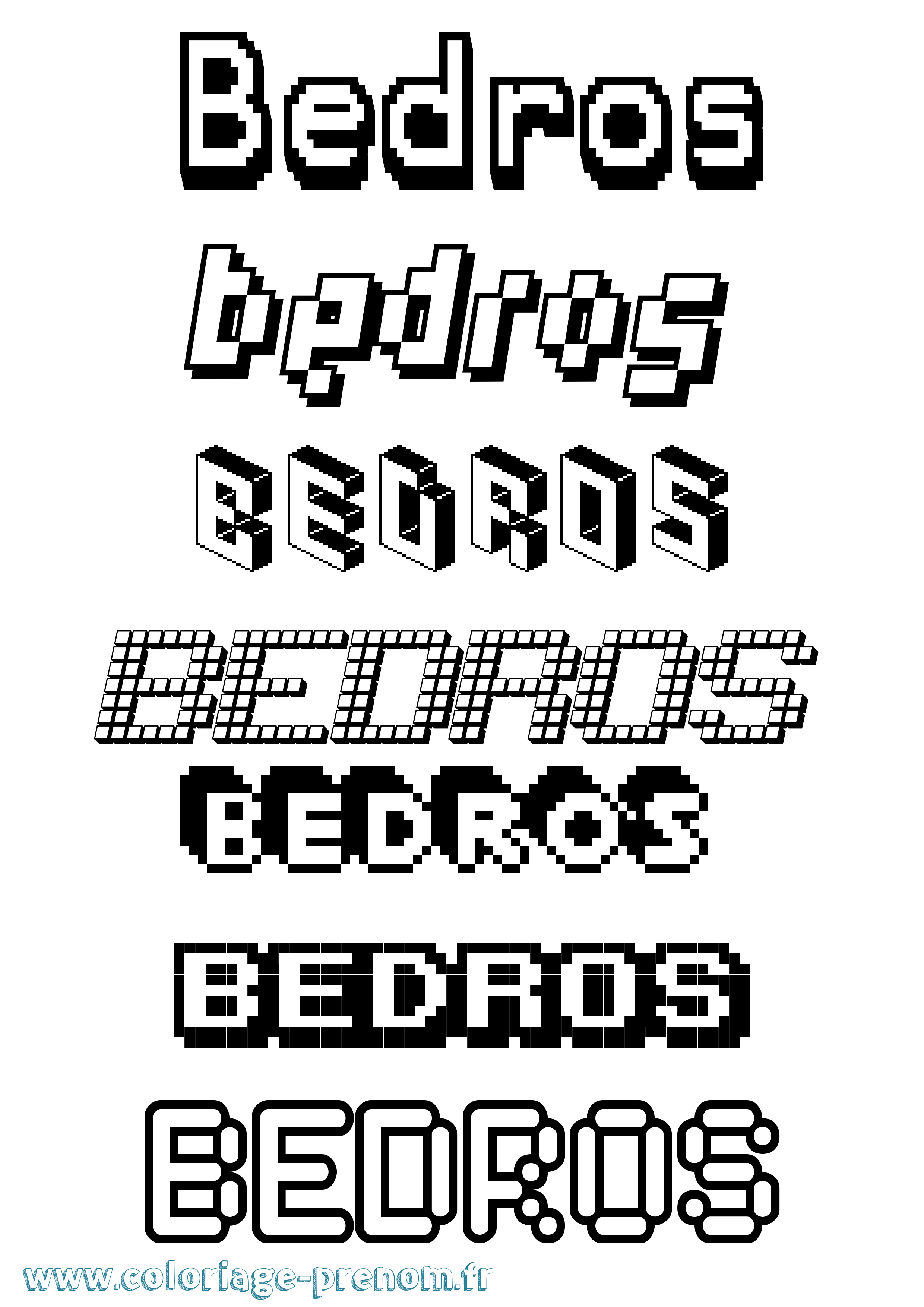 Coloriage prénom Bedros Pixel