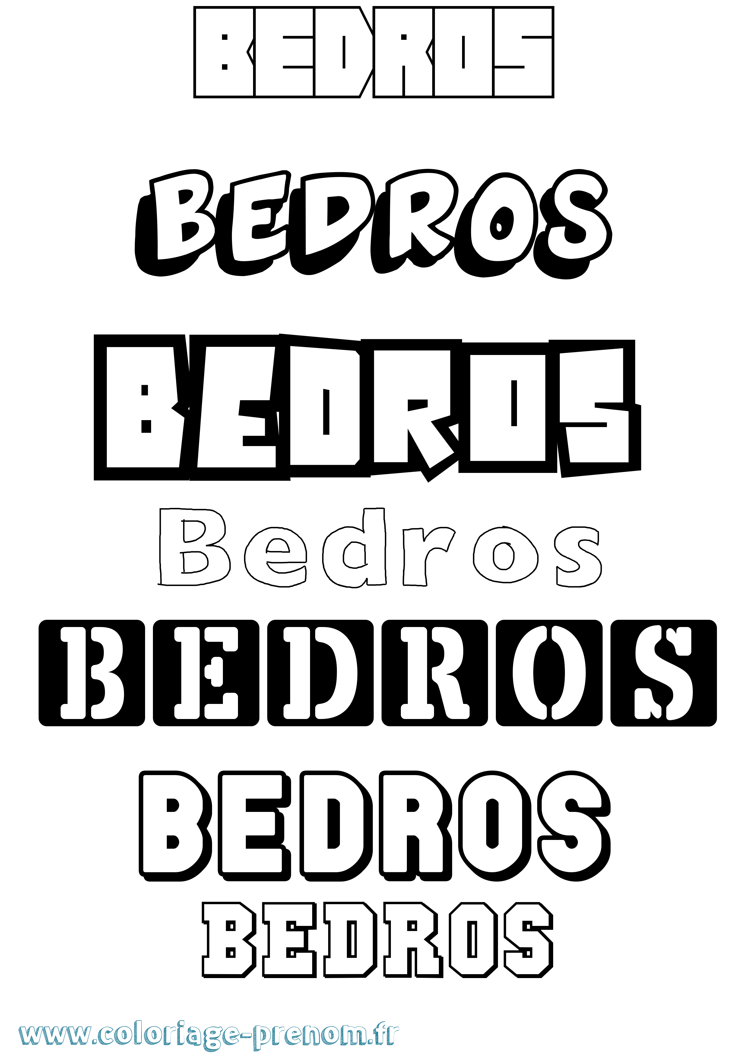 Coloriage prénom Bedros Simple