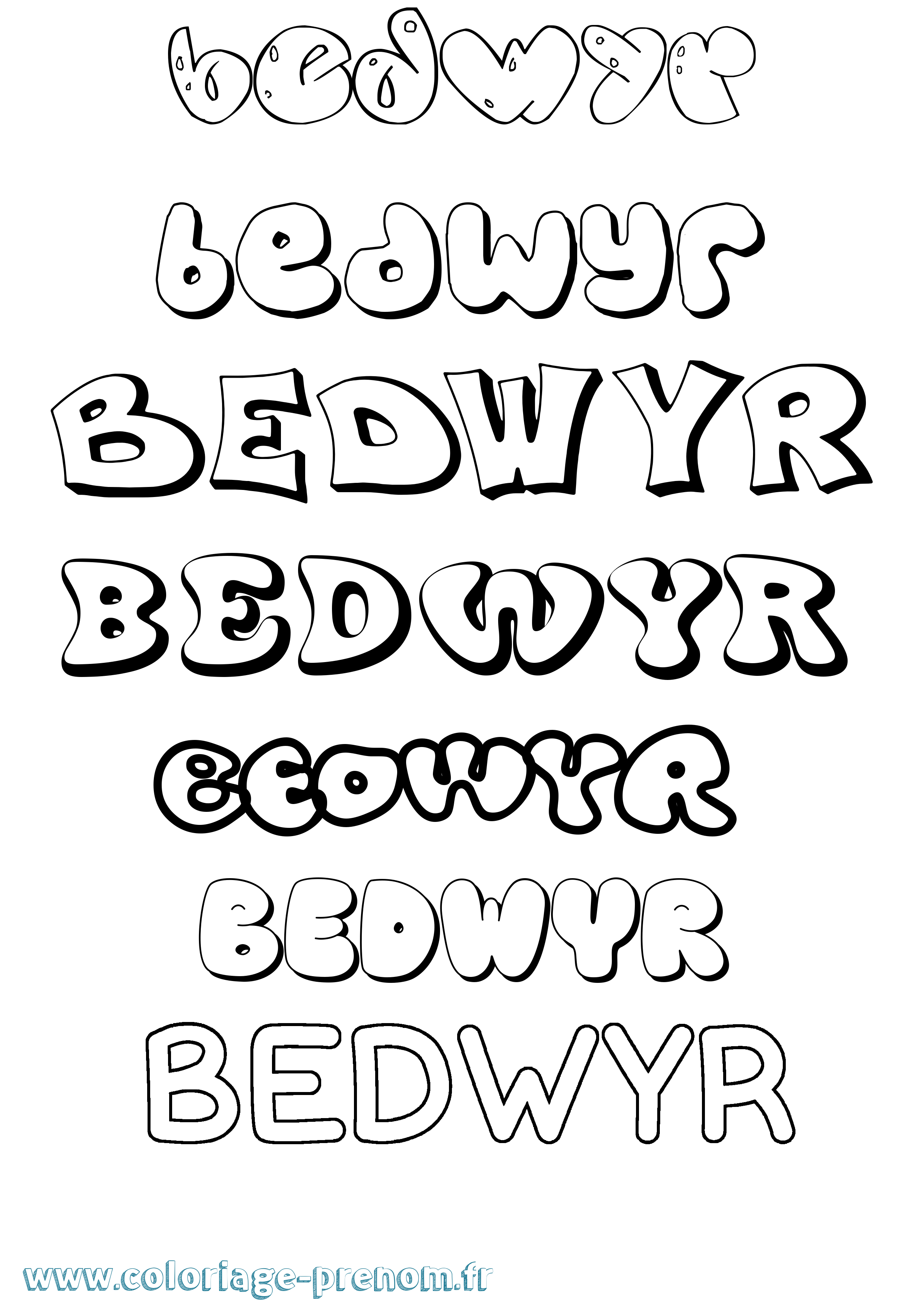 Coloriage Bedwyr Bubble Coloriage prénom Bedwyr Bubble