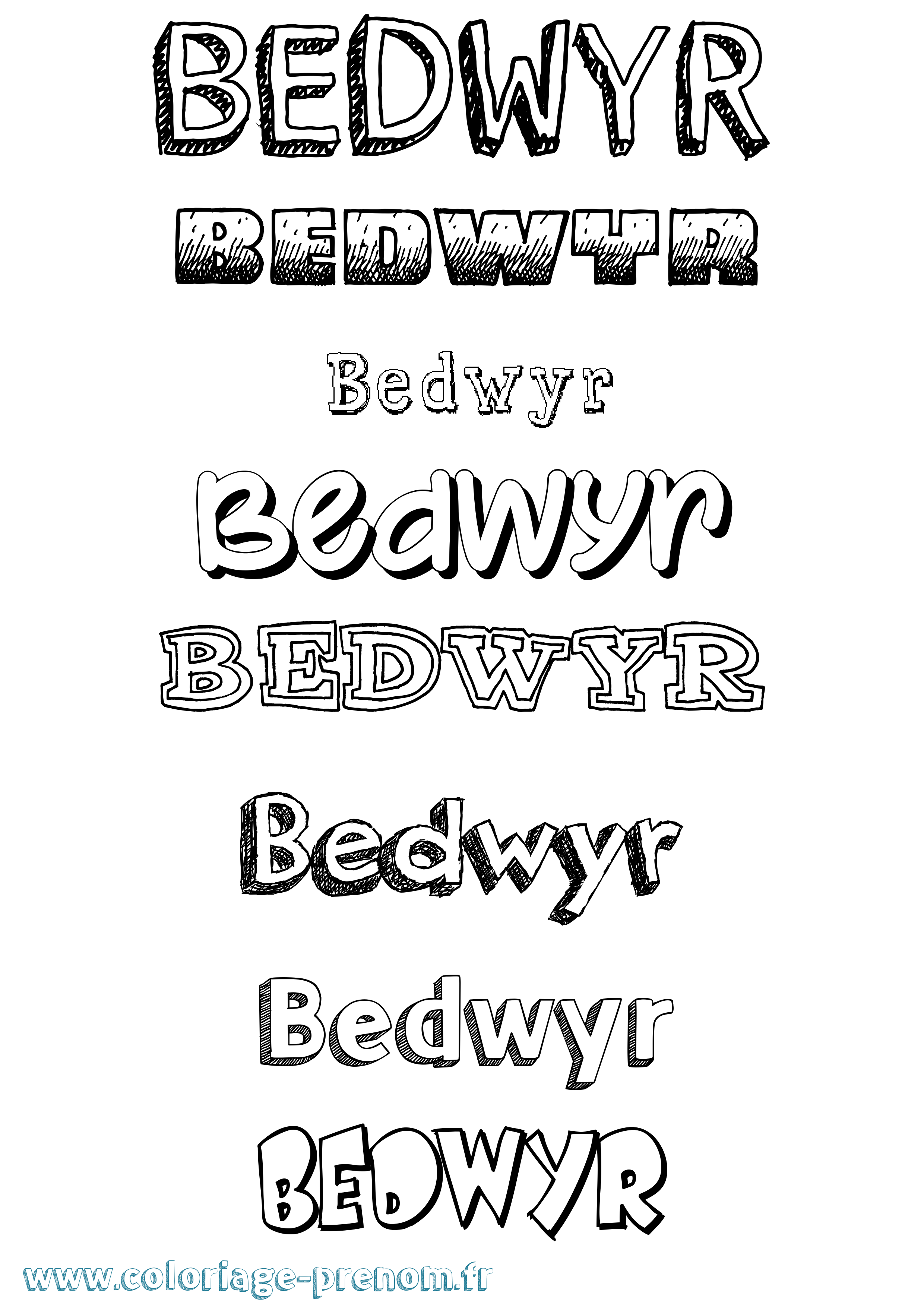 Coloriage prénom Bedwyr Dessiné