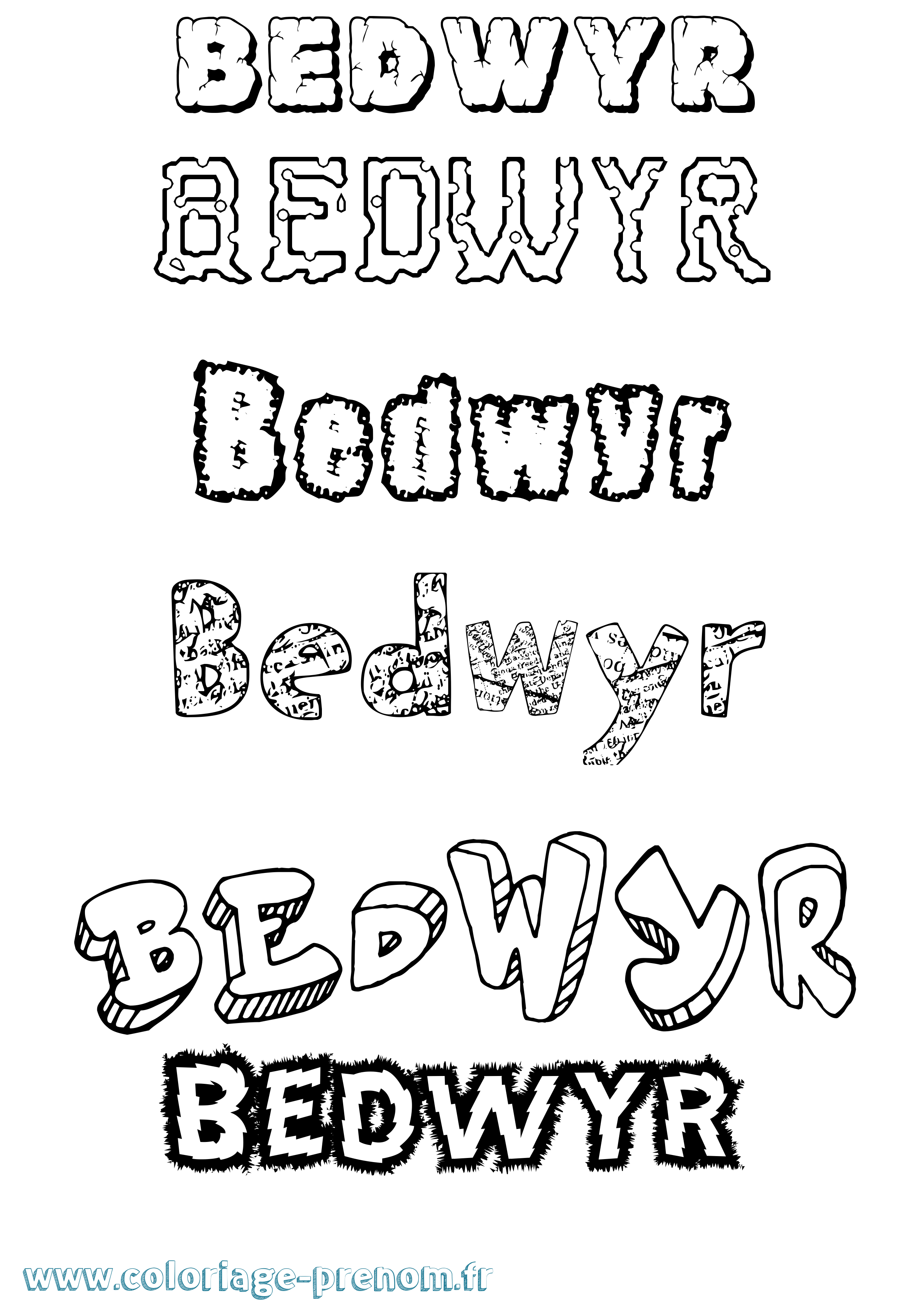 Coloriage Bedwyr Destructuré Coloriage prénom Bedwyr Destructuré