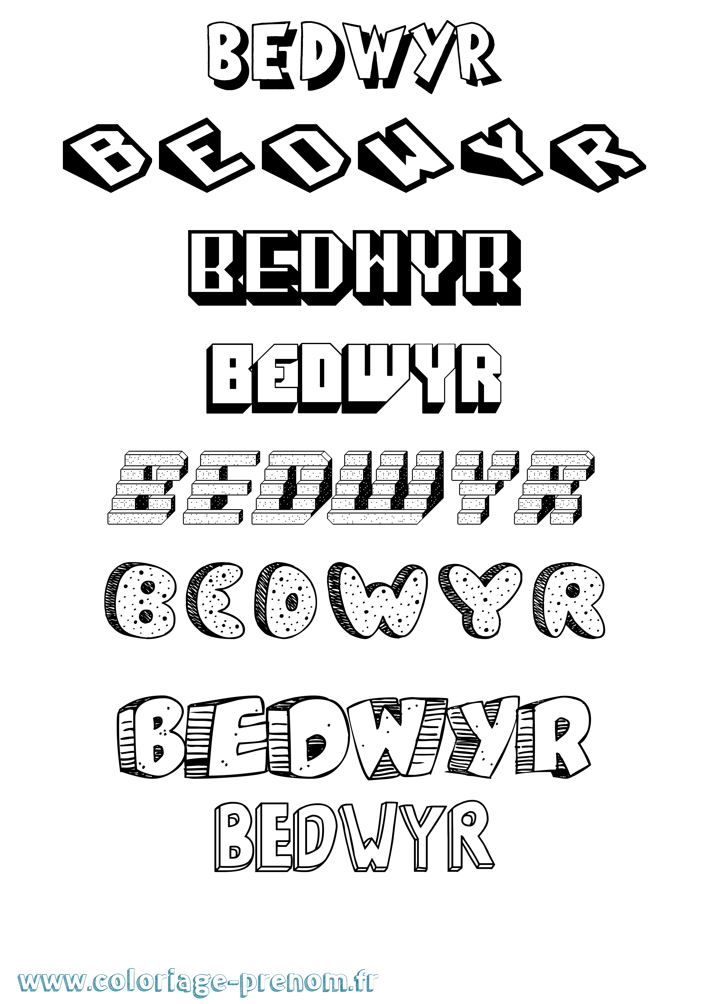 Coloriage Bedwyr Effet 3D Coloriage prénom Bedwyr Effet 3D