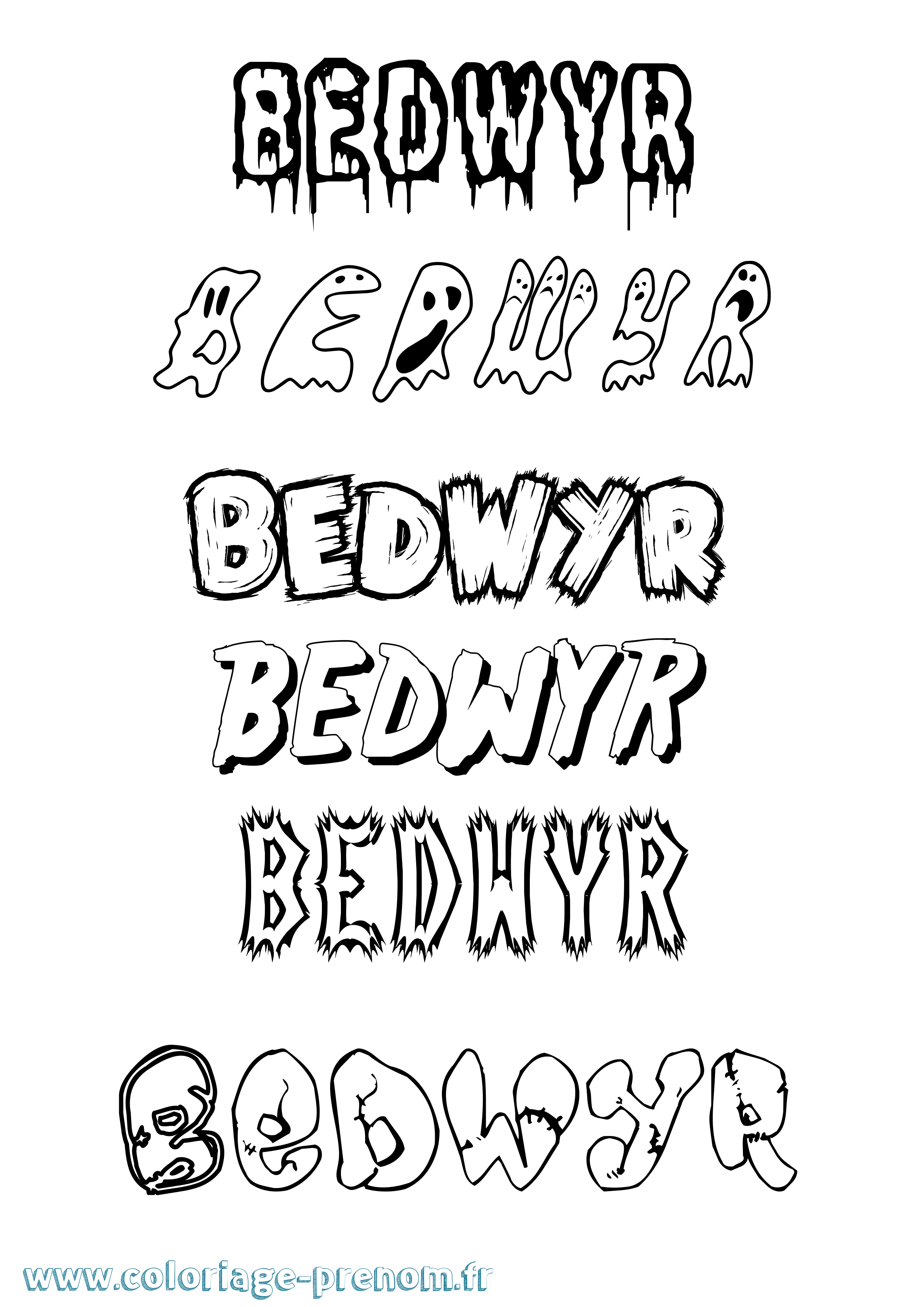 Coloriage Bedwyr Frisson Coloriage prénom Bedwyr Frisson