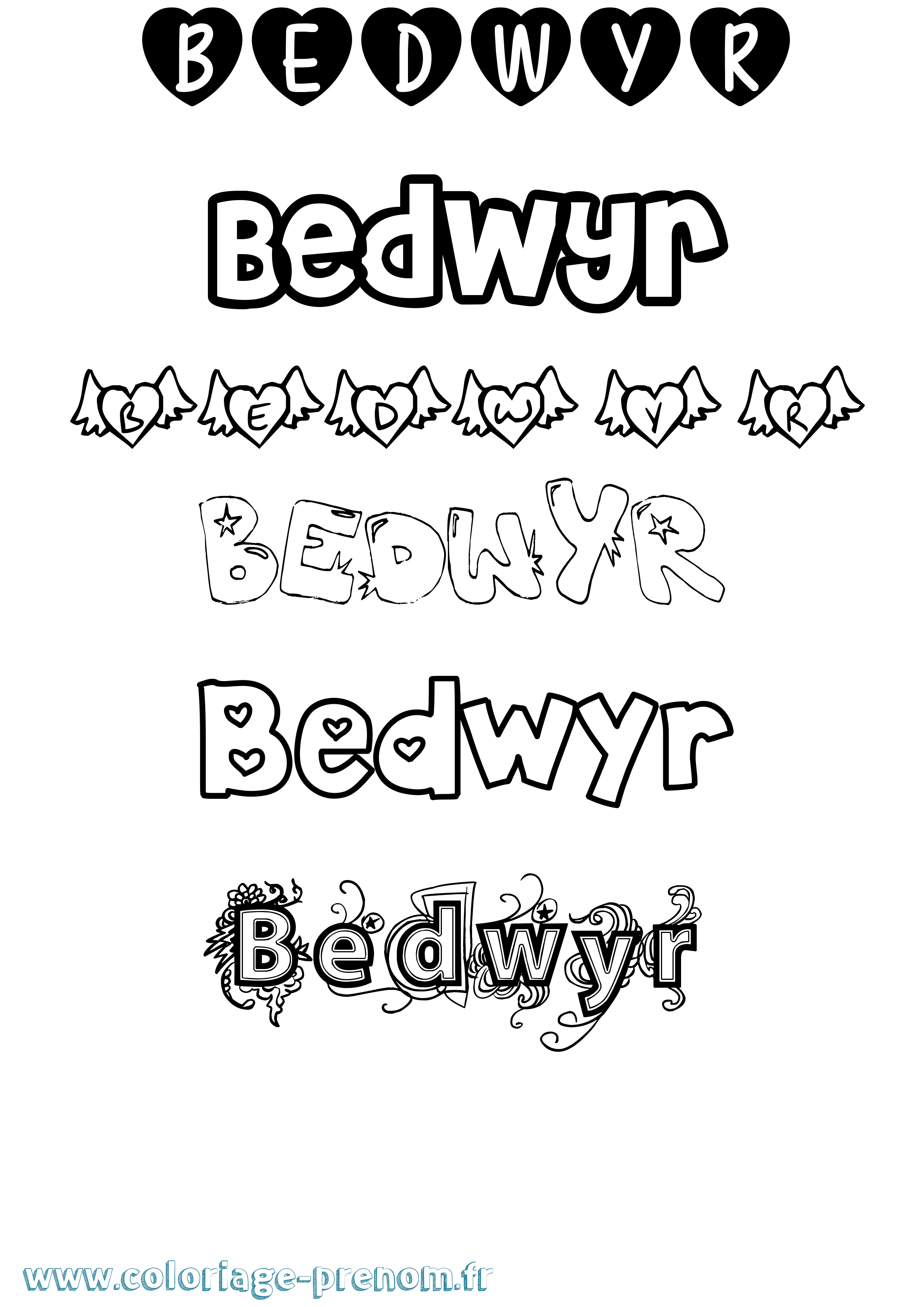 Coloriage Bedwyr Girly Coloriage prénom Bedwyr Girly