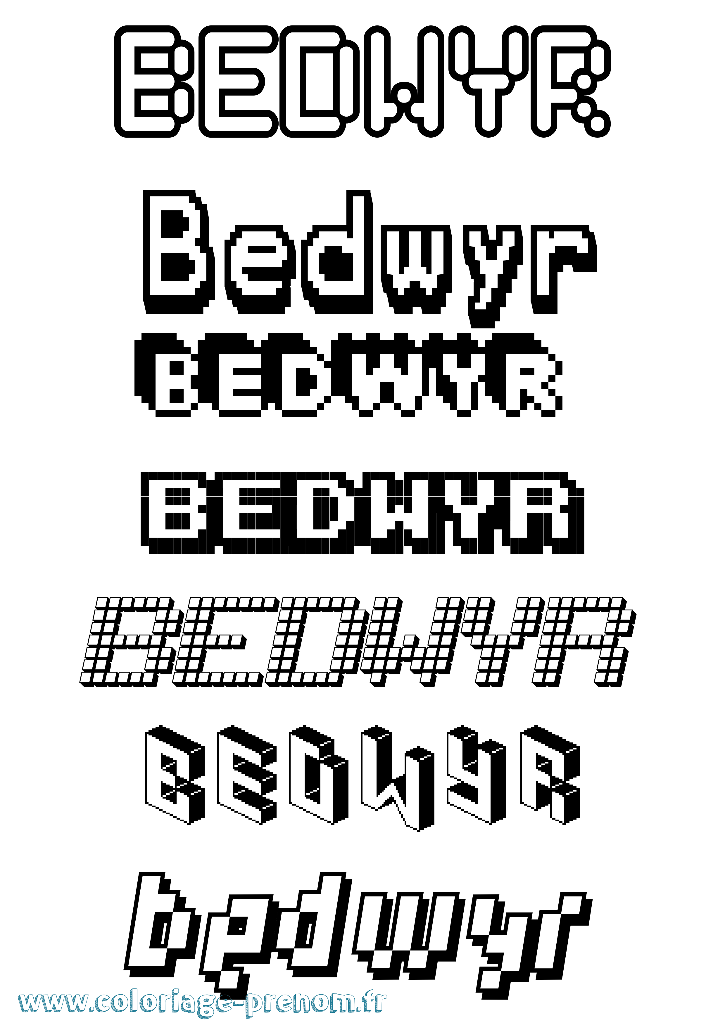Coloriage Bedwyr Pixel Coloriage prénom Bedwyr Pixel