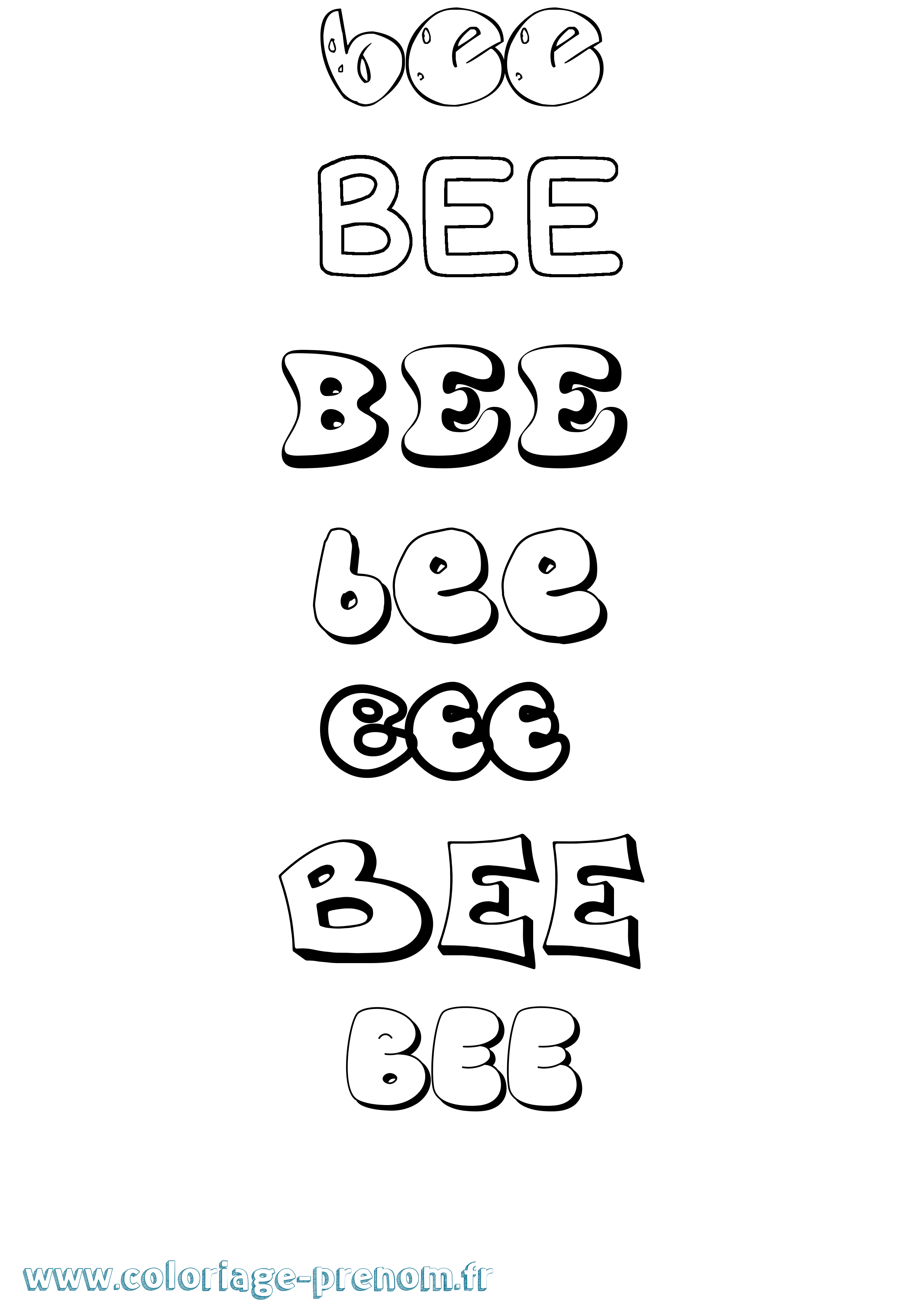 Coloriage prénom Bee Bubble