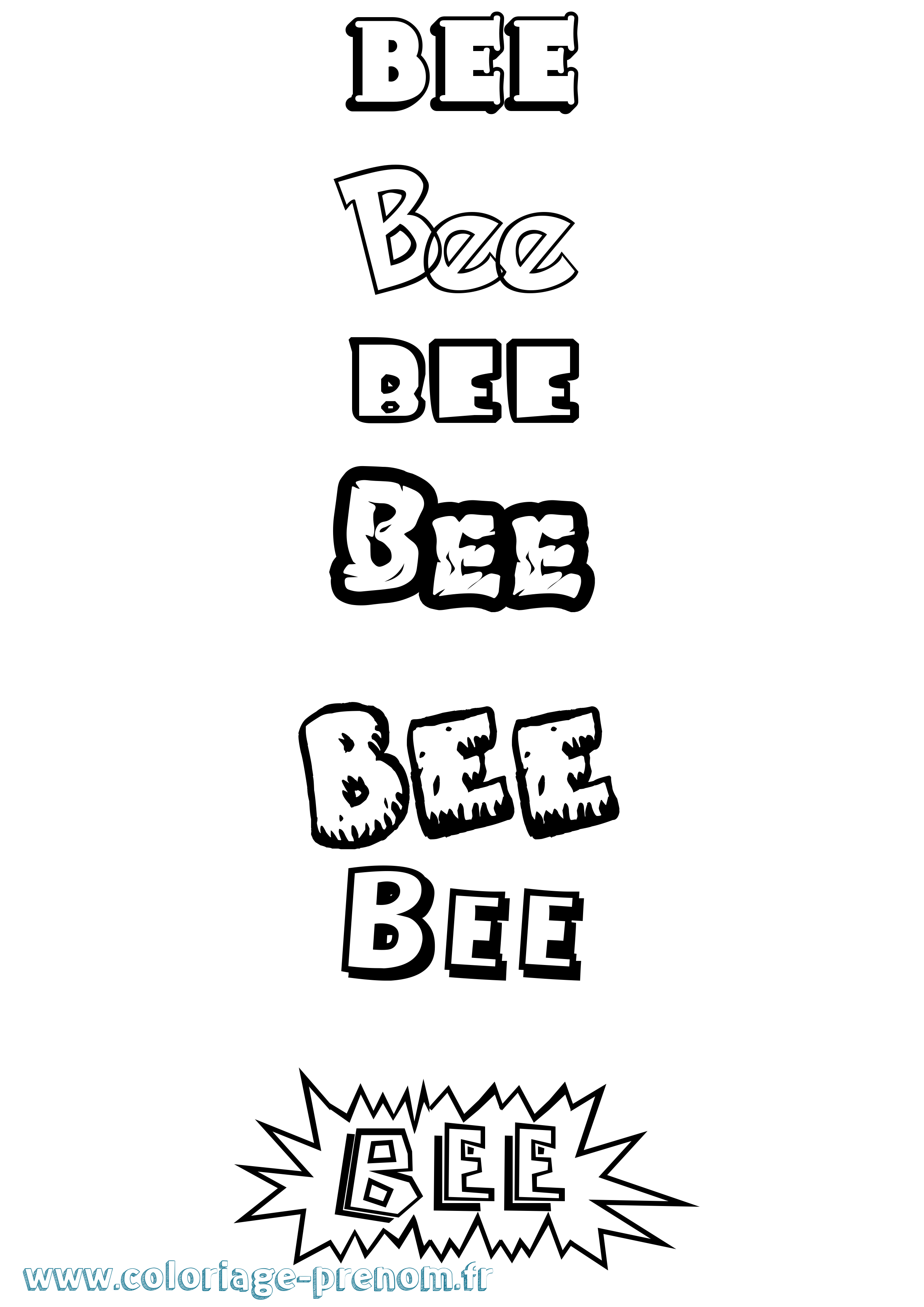 Coloriage prénom Bee Dessin Animé