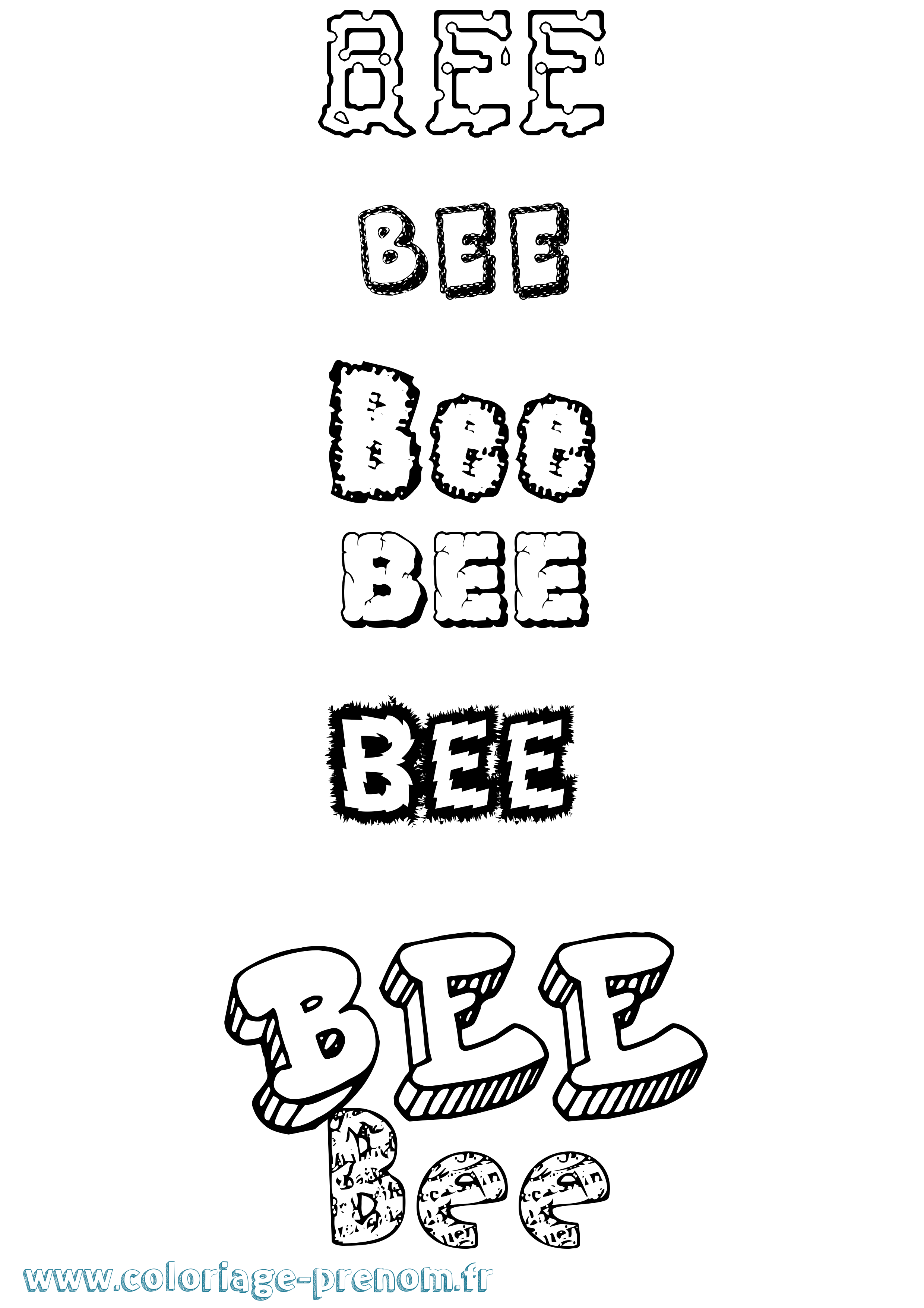 Coloriage prénom Bee Destructuré