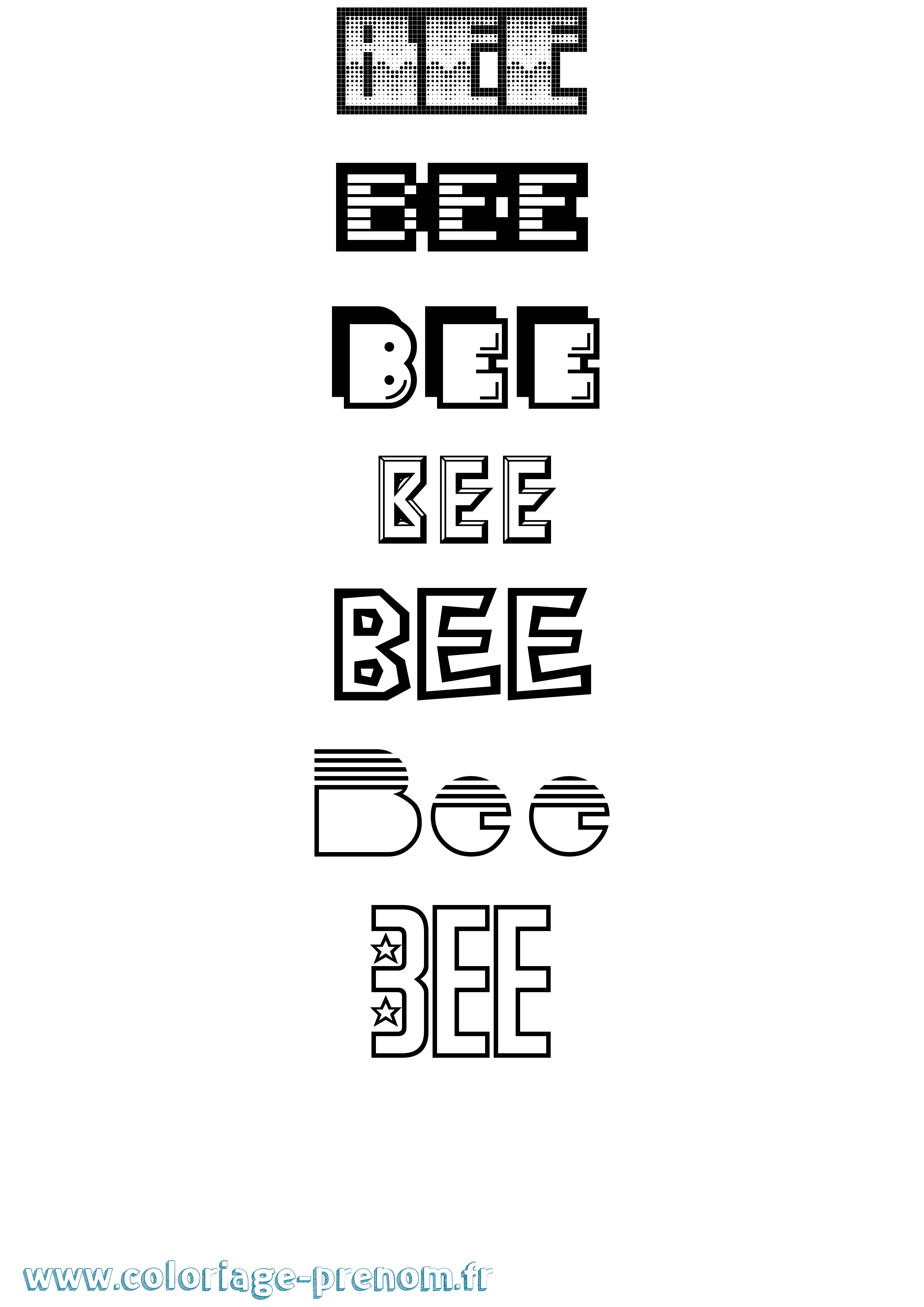 Coloriage prénom Bee Jeux Vidéos