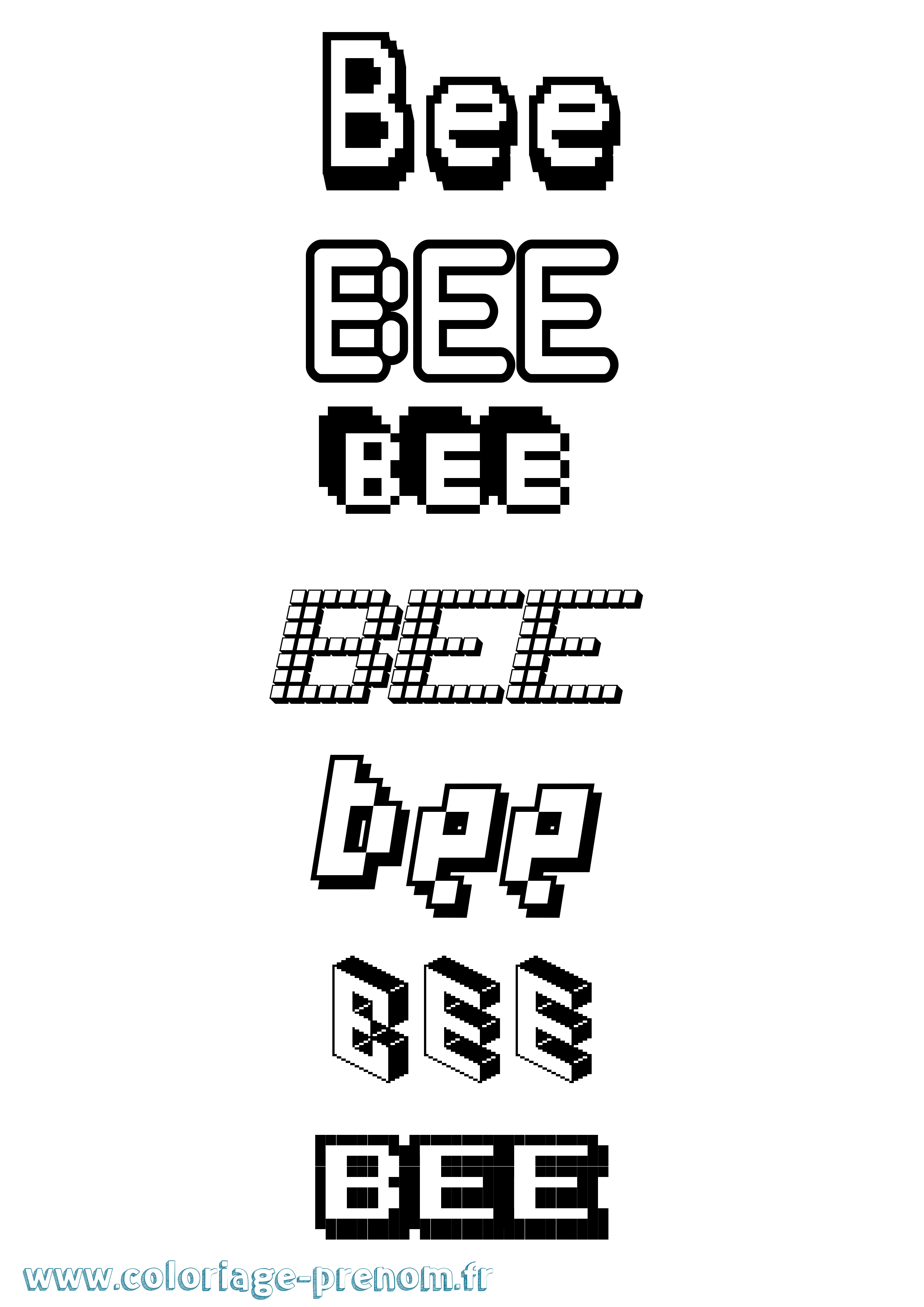 Coloriage prénom Bee Pixel