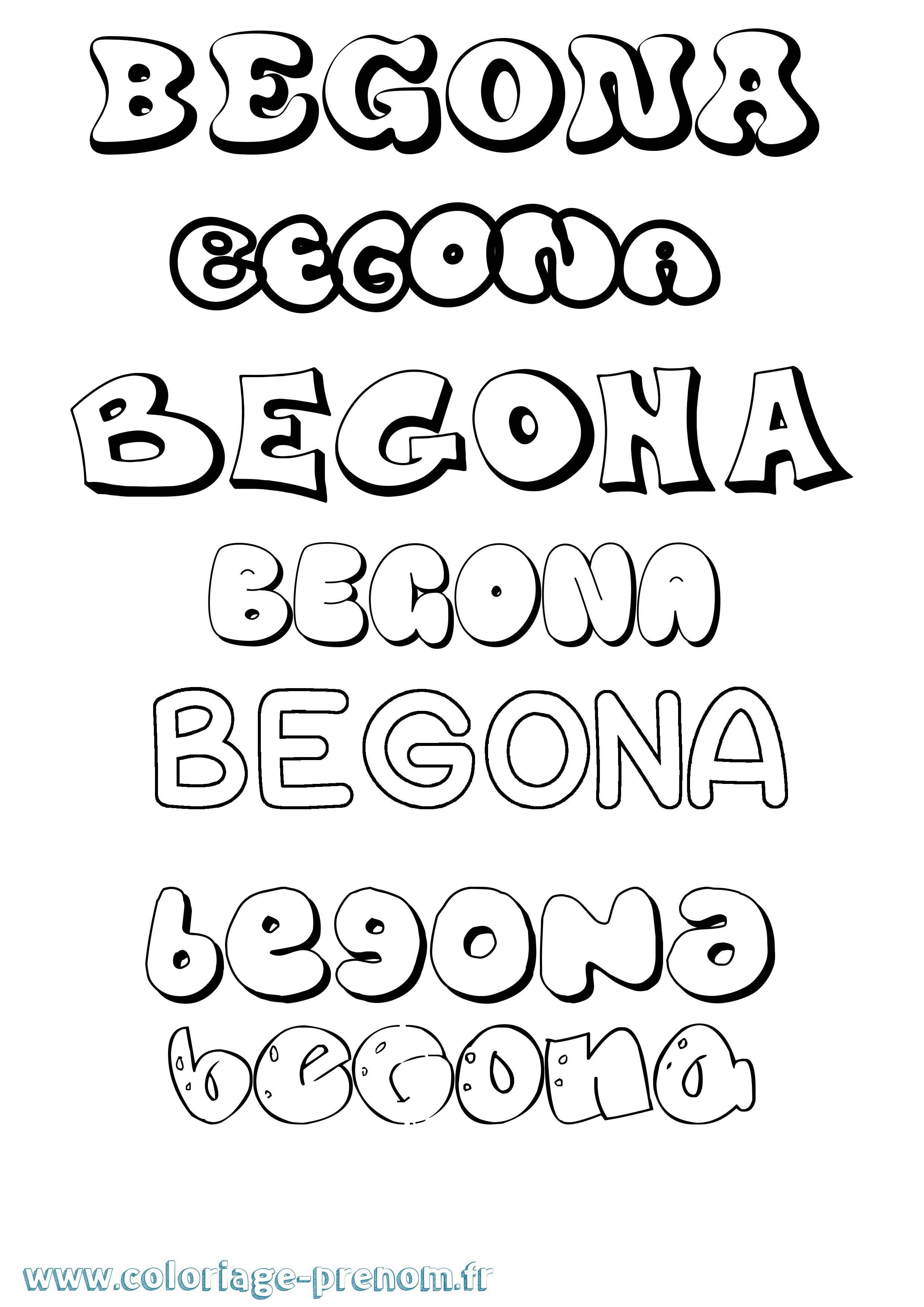 Coloriage prénom Begona Bubble