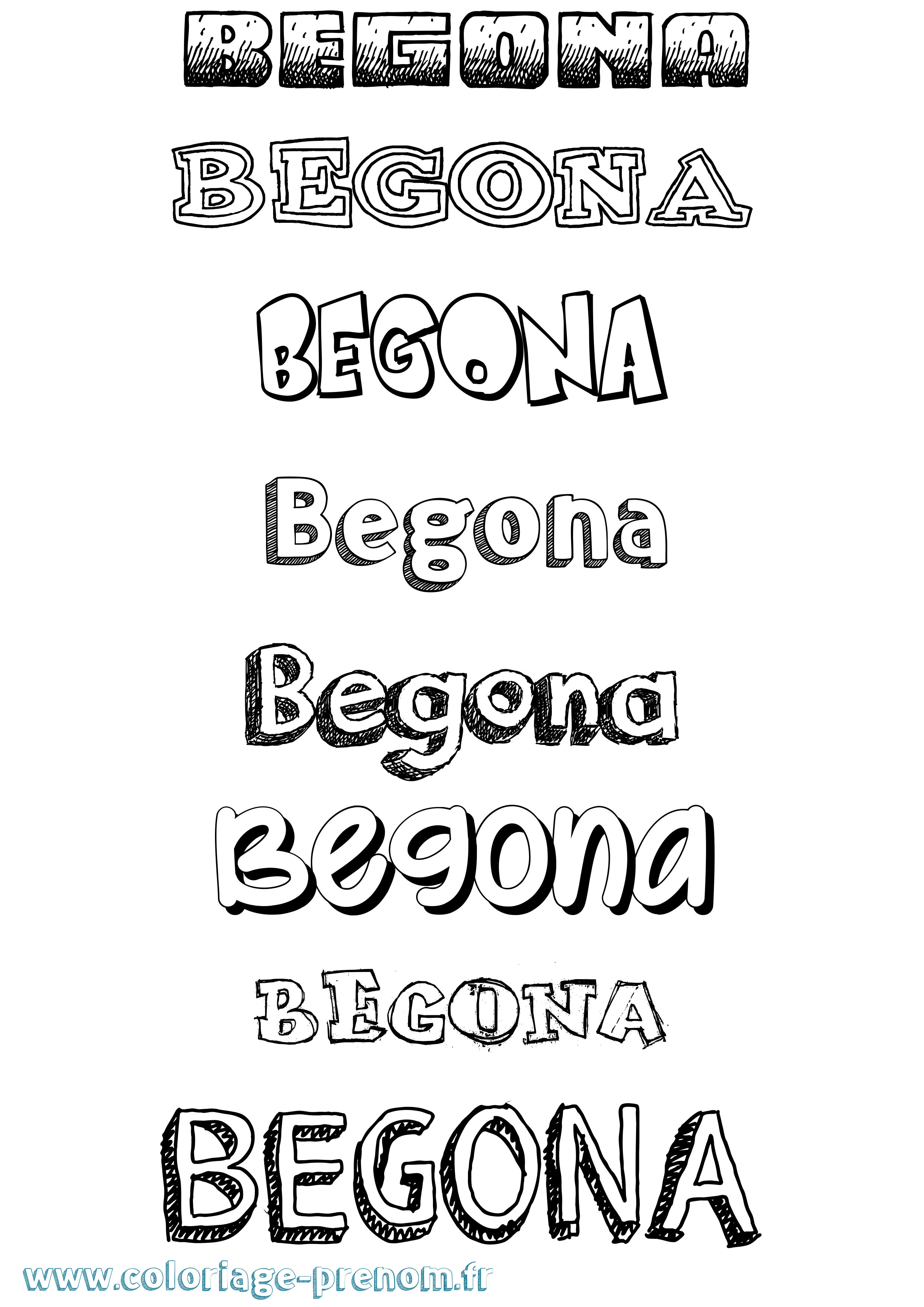 Coloriage prénom Begona Dessiné