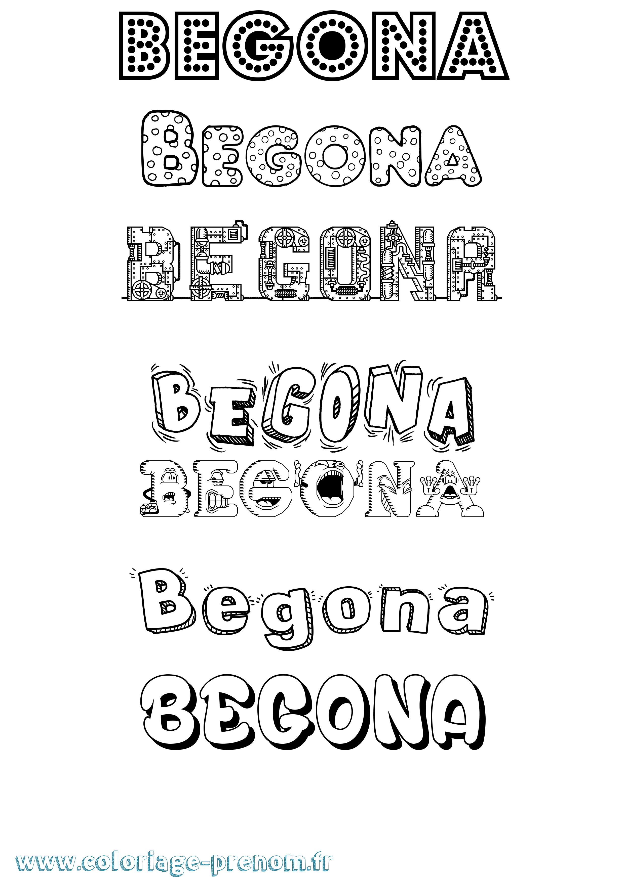 Coloriage prénom Begona Fun