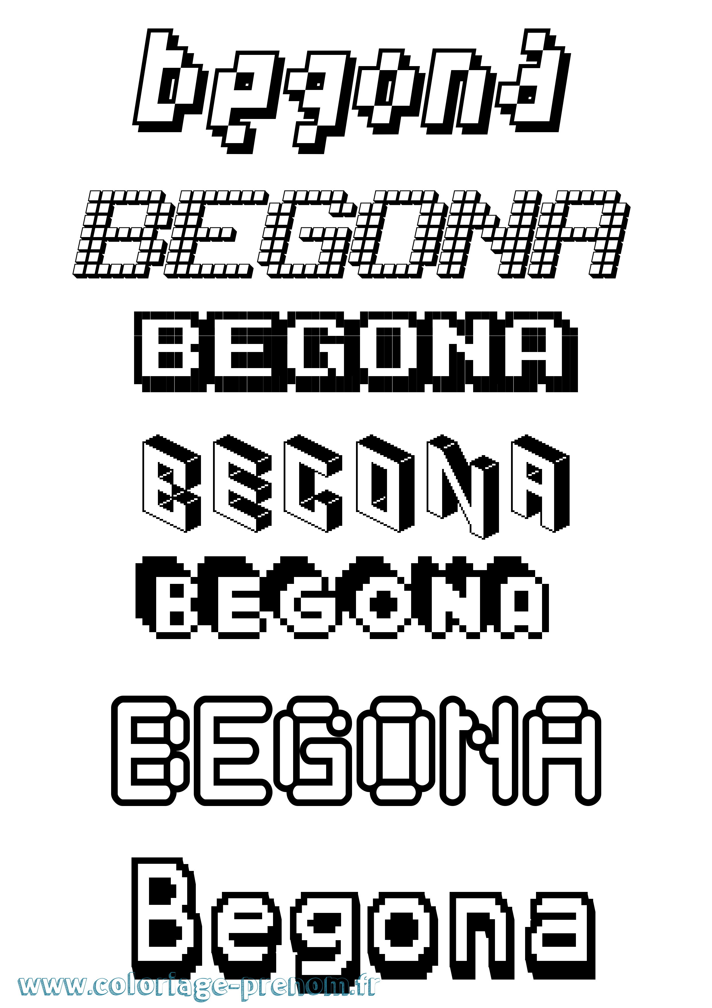 Coloriage prénom Begona Pixel