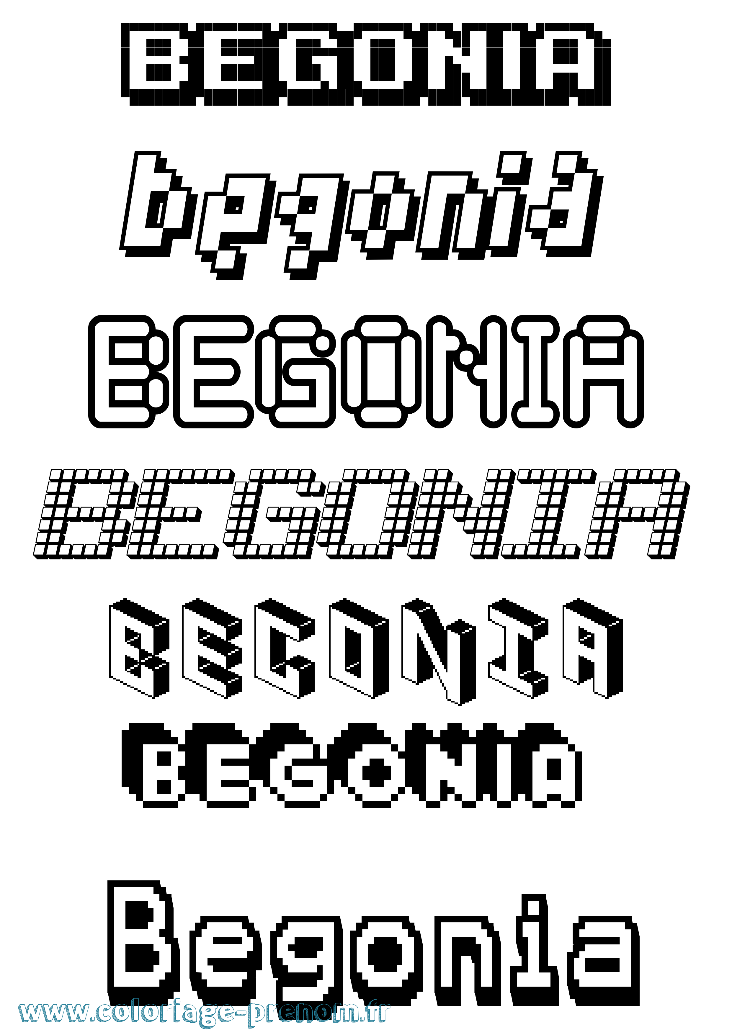 Coloriage prénom Begonia Pixel