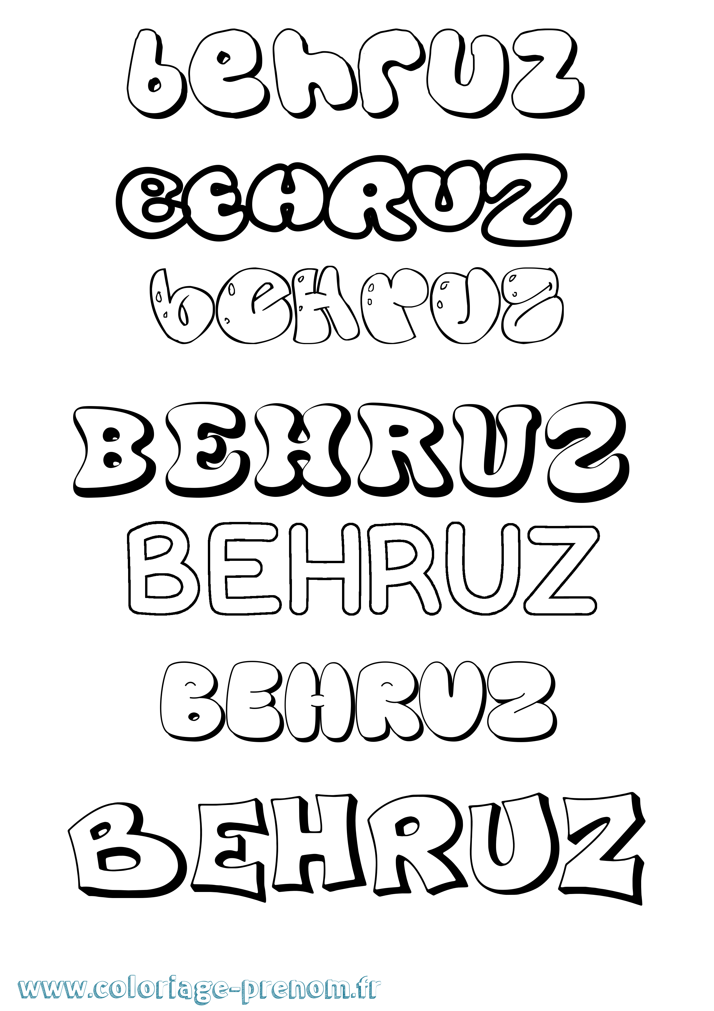 Coloriage prénom Behruz Bubble