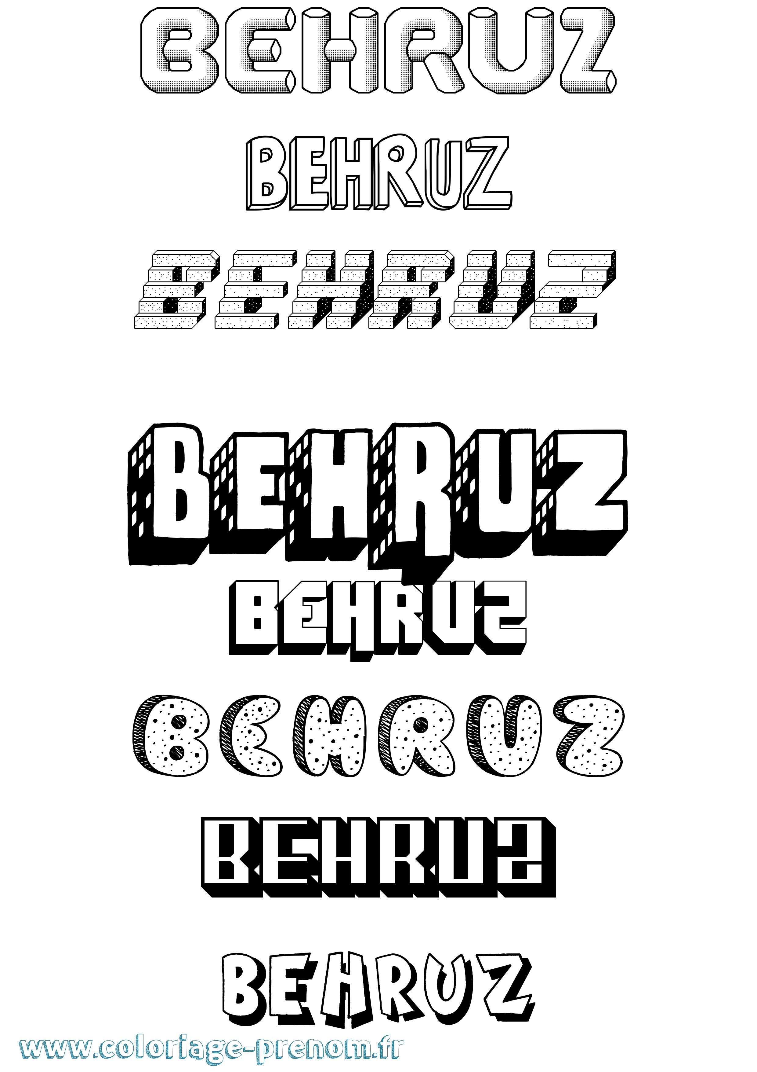 Coloriage prénom Behruz Effet 3D