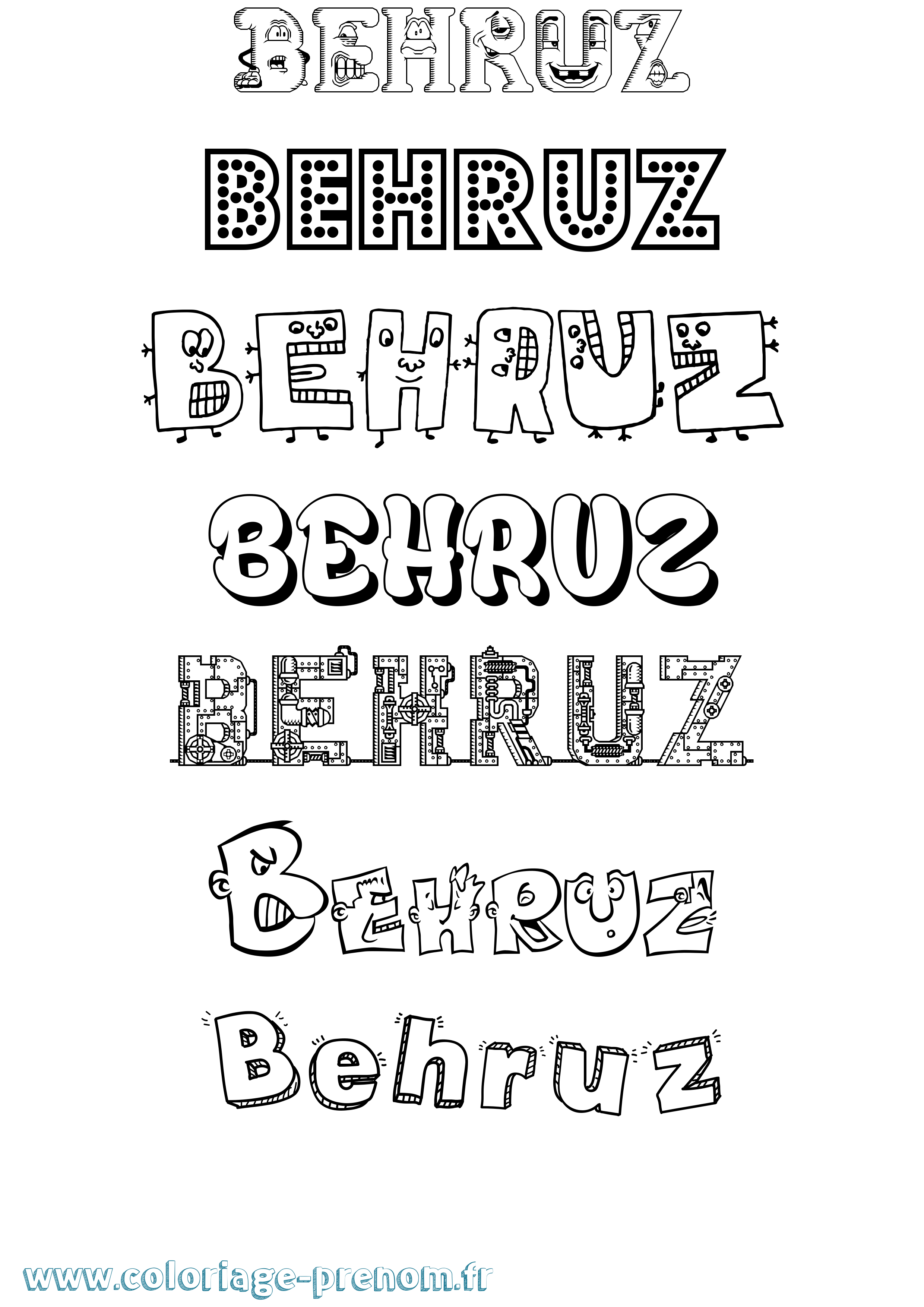 Coloriage prénom Behruz Fun
