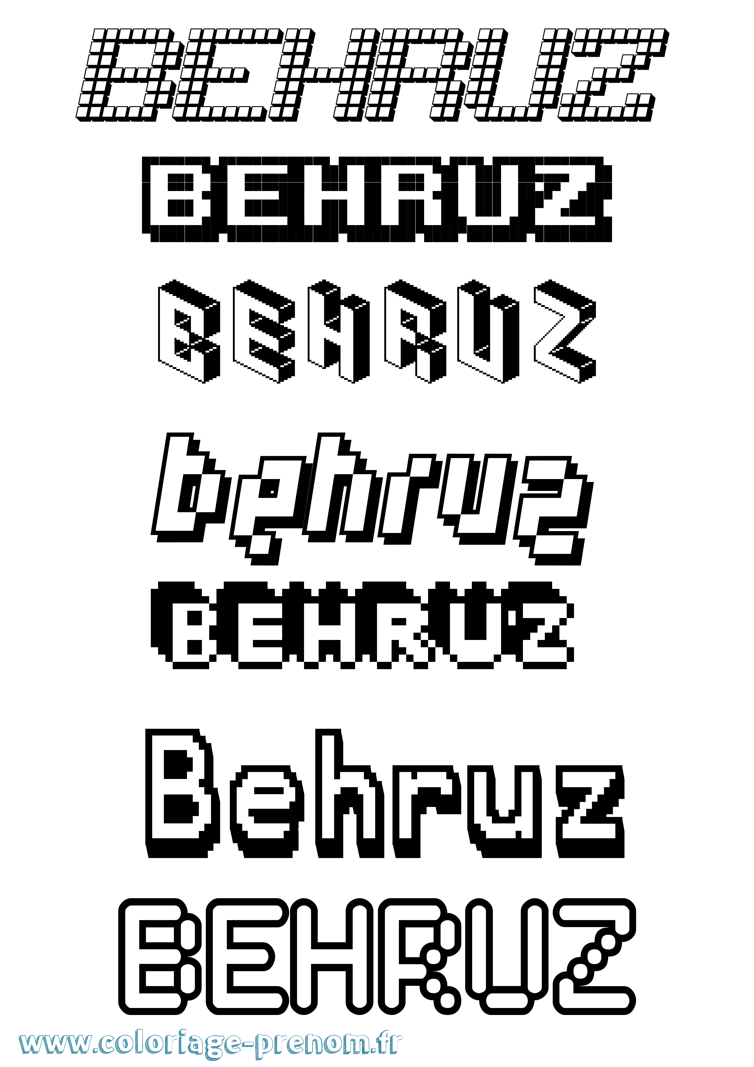 Coloriage prénom Behruz Pixel