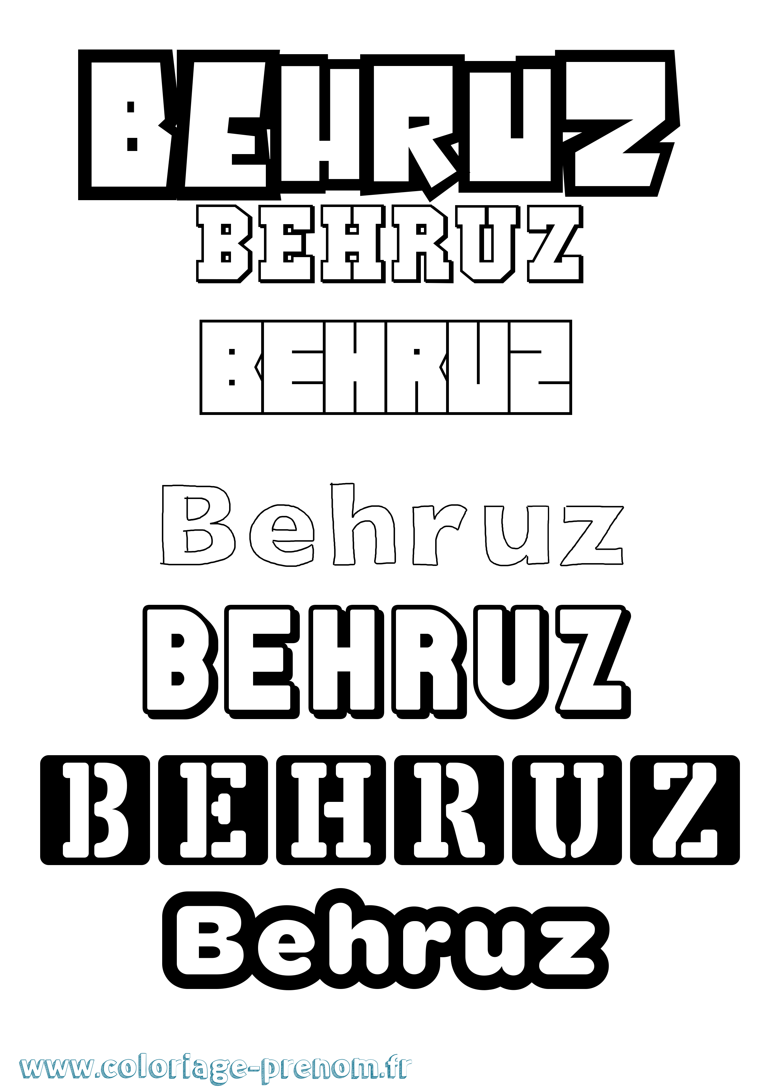 Coloriage prénom Behruz Simple