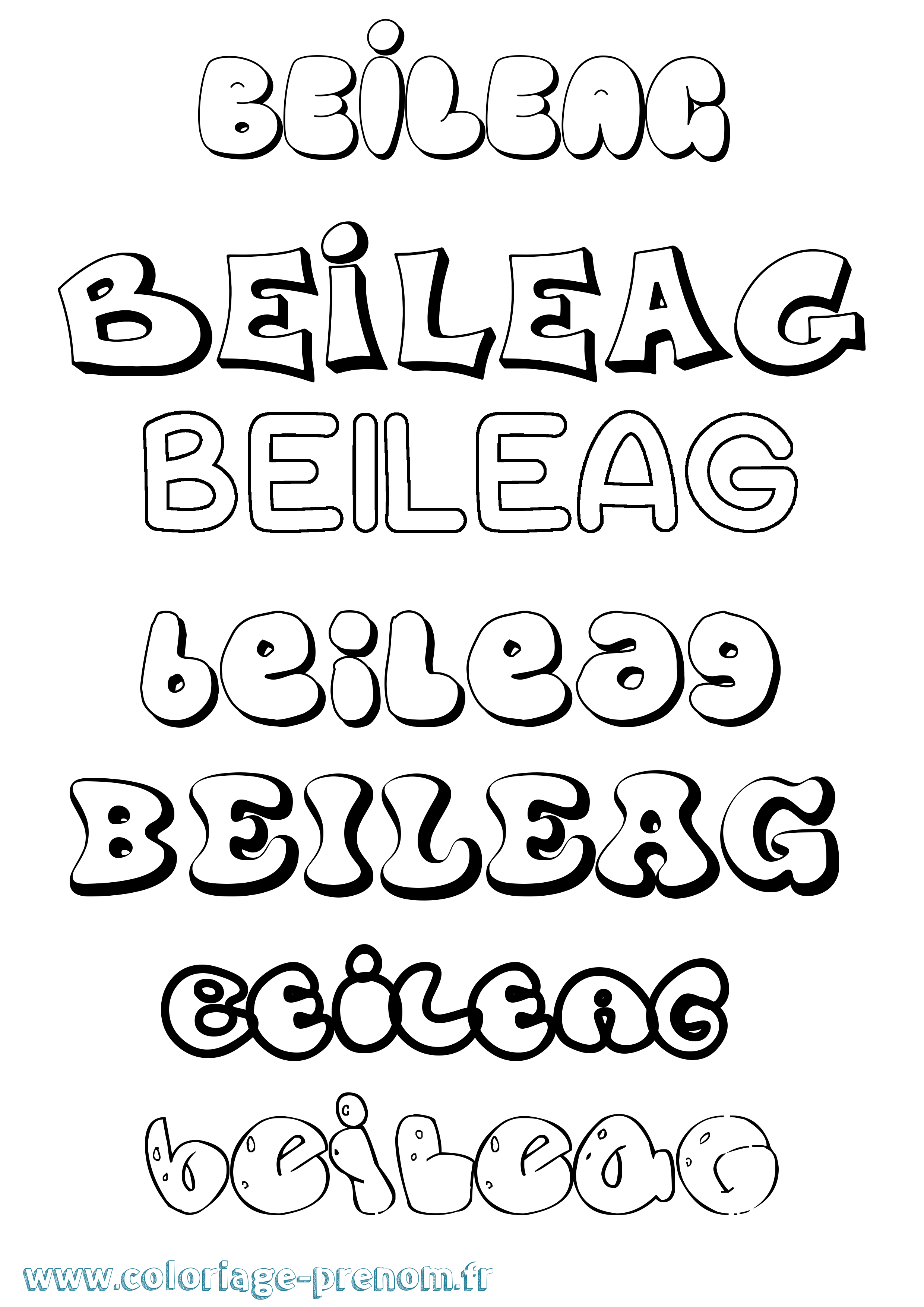 Coloriage prénom Beileag Bubble