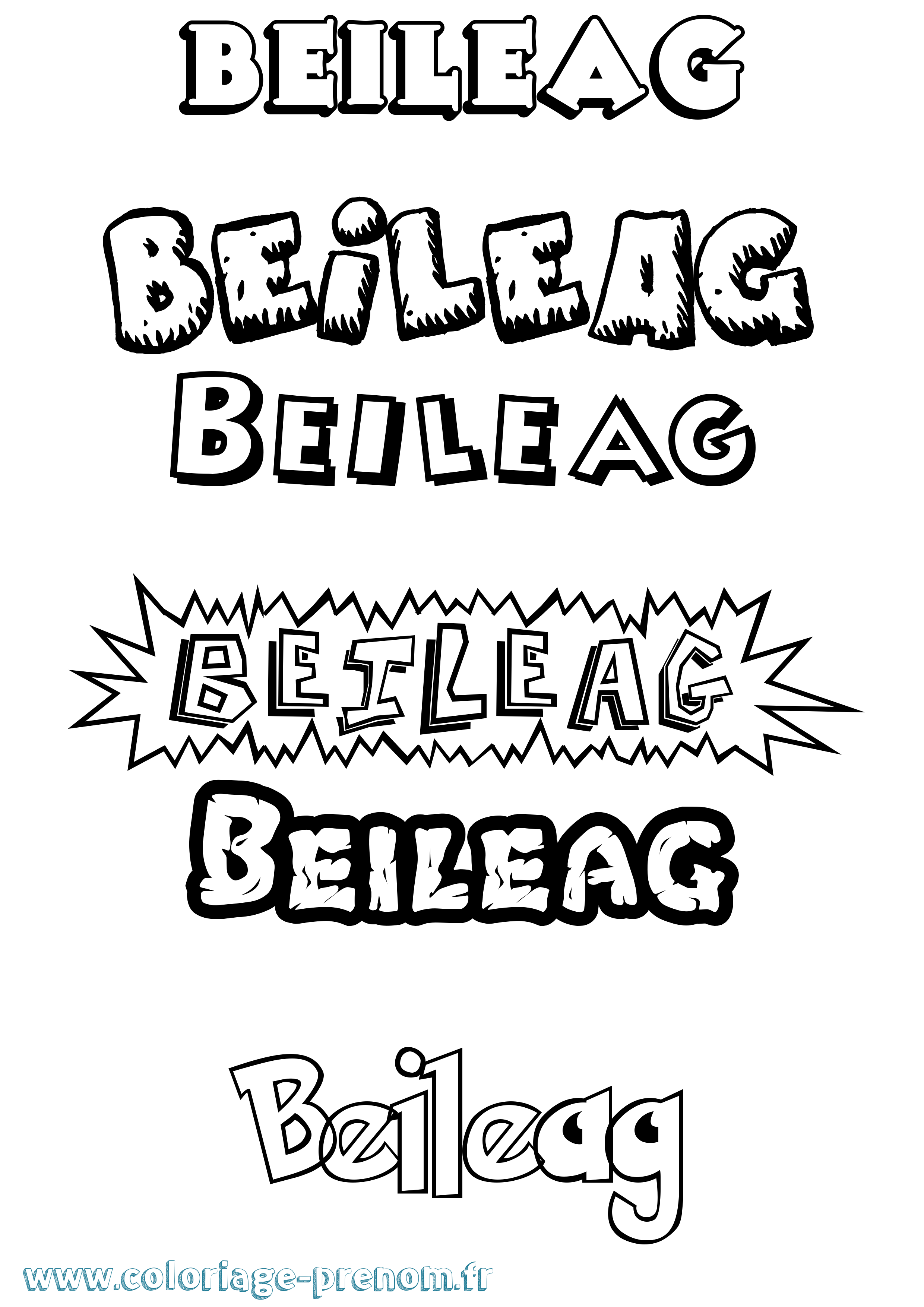 Coloriage prénom Beileag Dessin Animé
