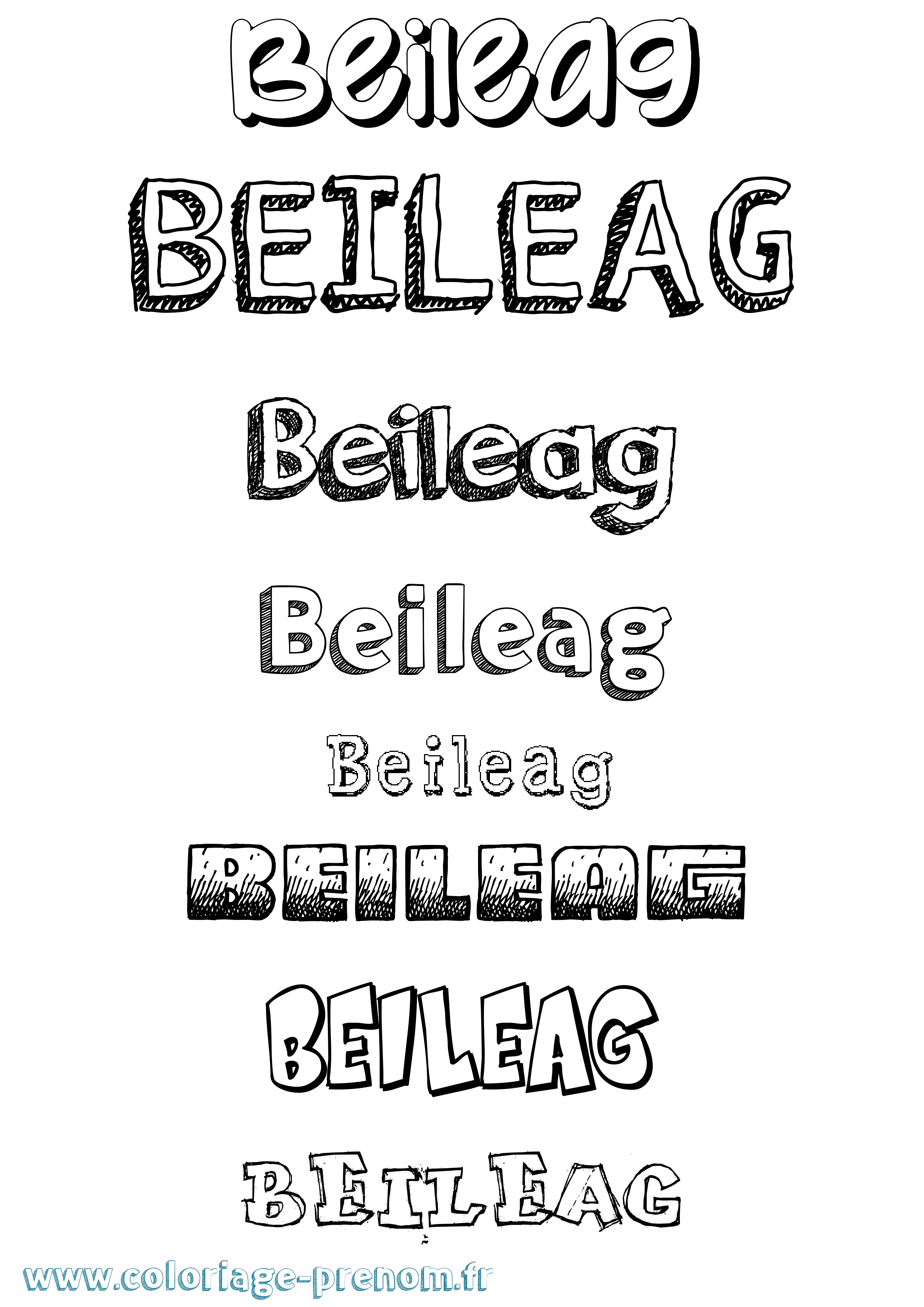 Coloriage prénom Beileag Dessiné