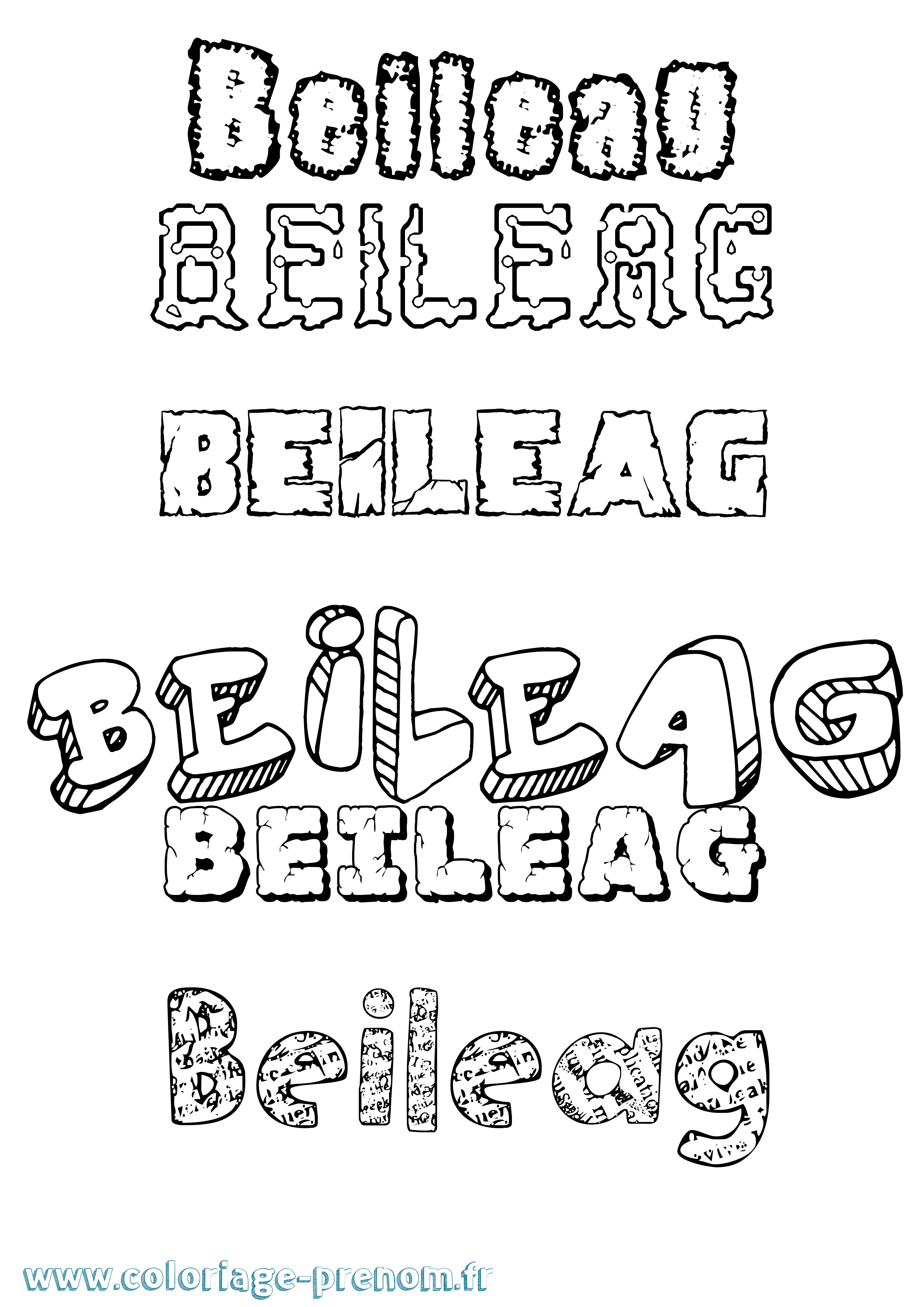 Coloriage prénom Beileag Destructuré