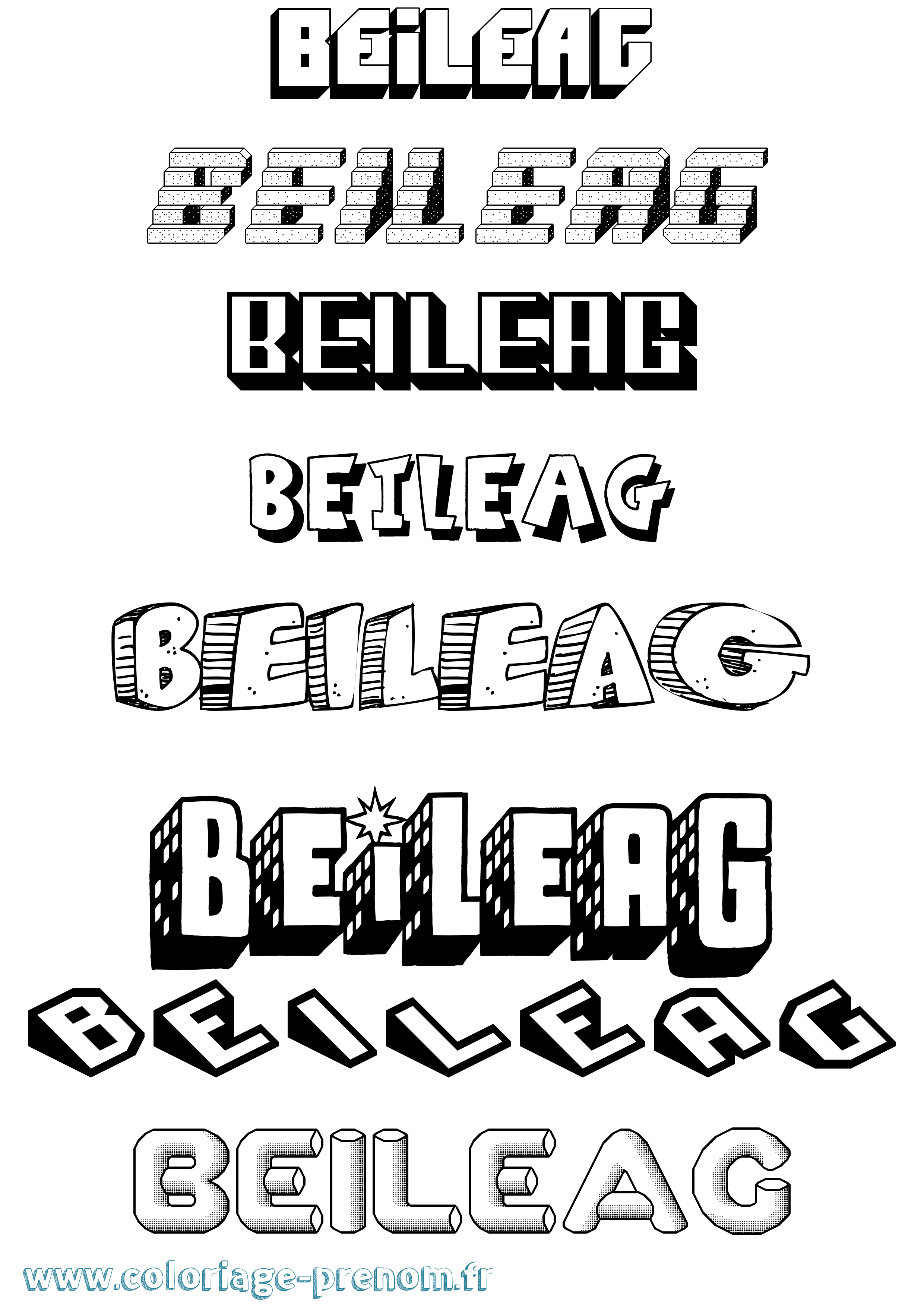 Coloriage prénom Beileag Effet 3D