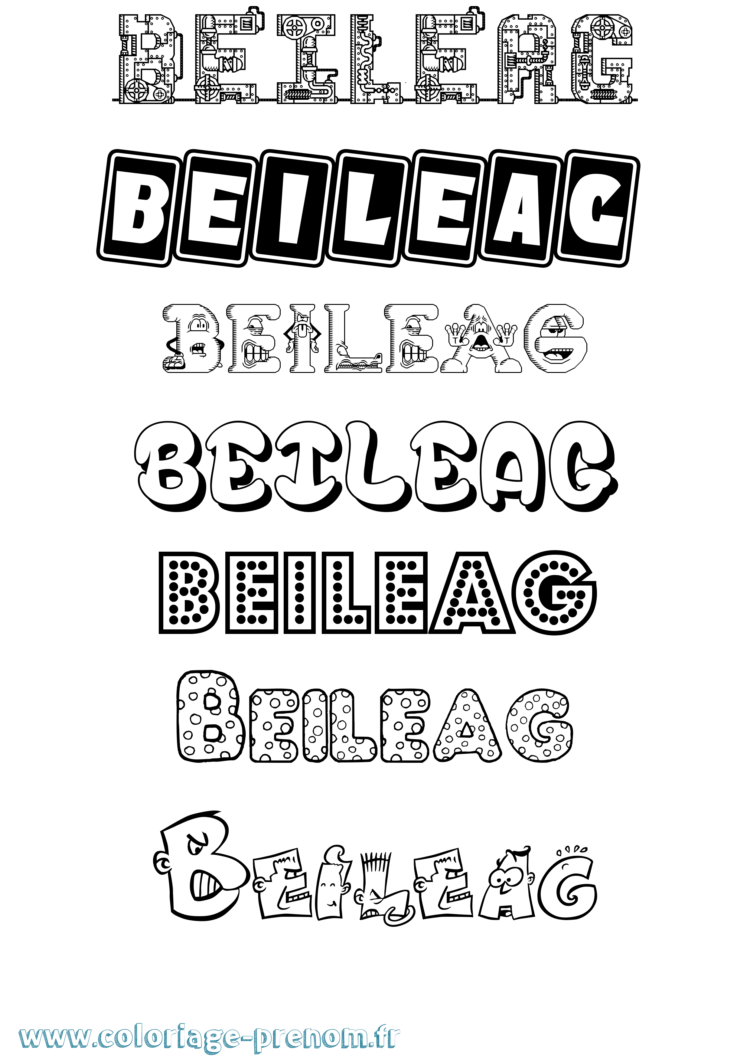 Coloriage prénom Beileag Fun