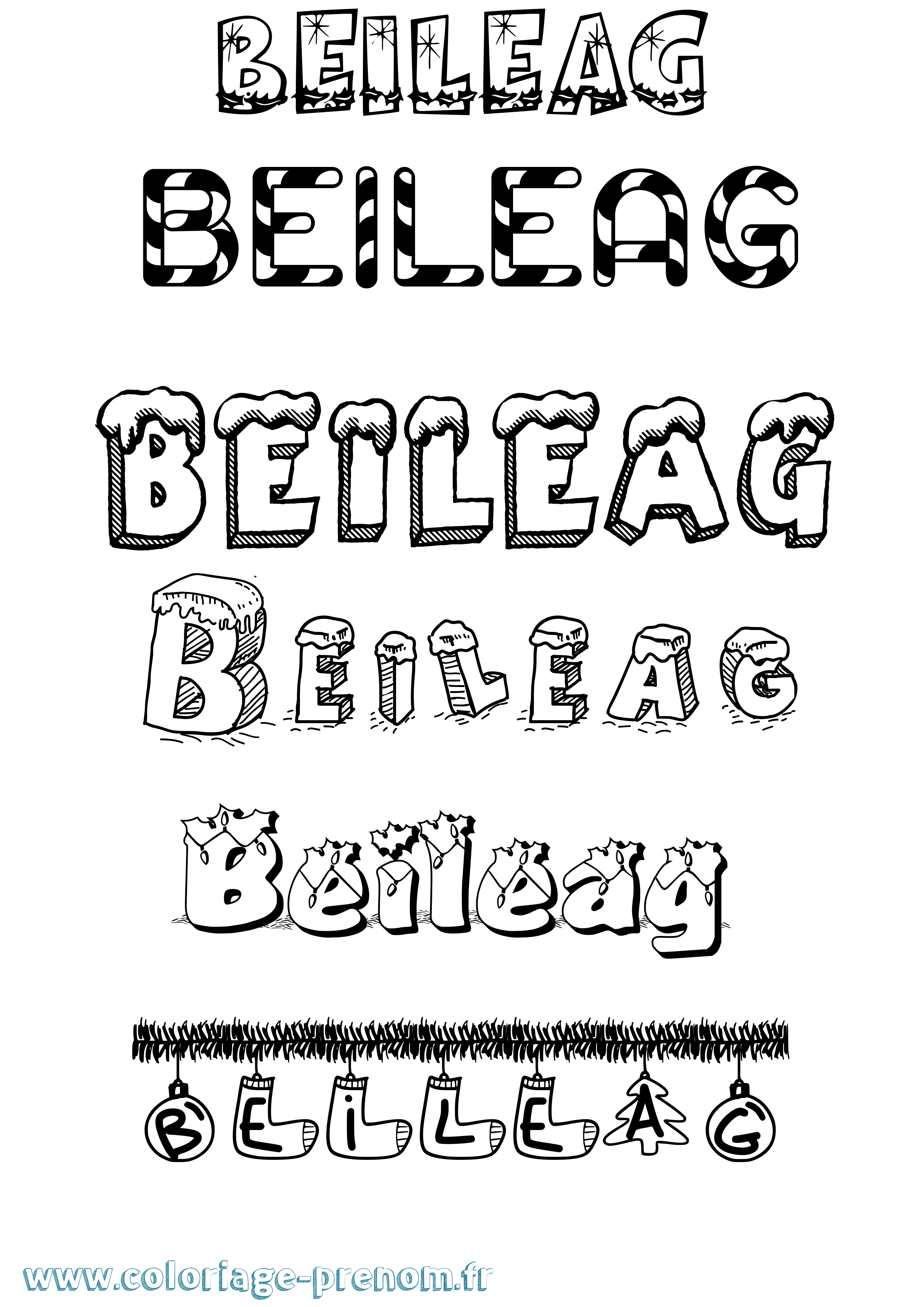 Coloriage prénom Beileag Noël