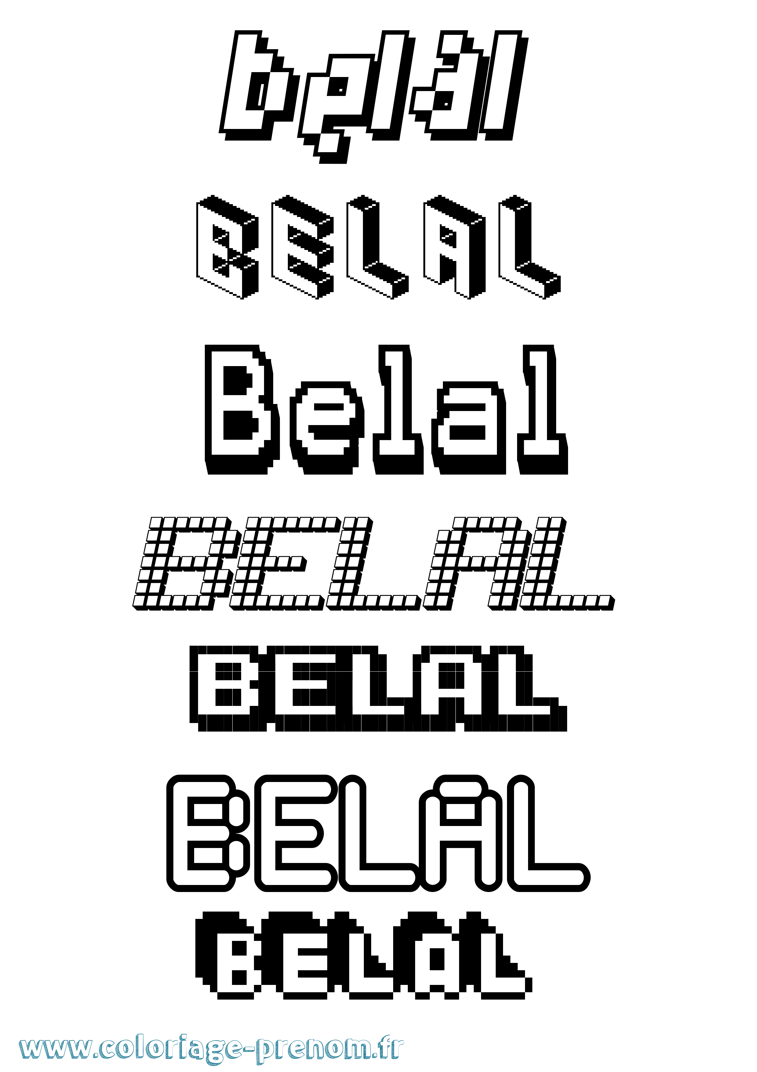Coloriage prénom Belal Pixel